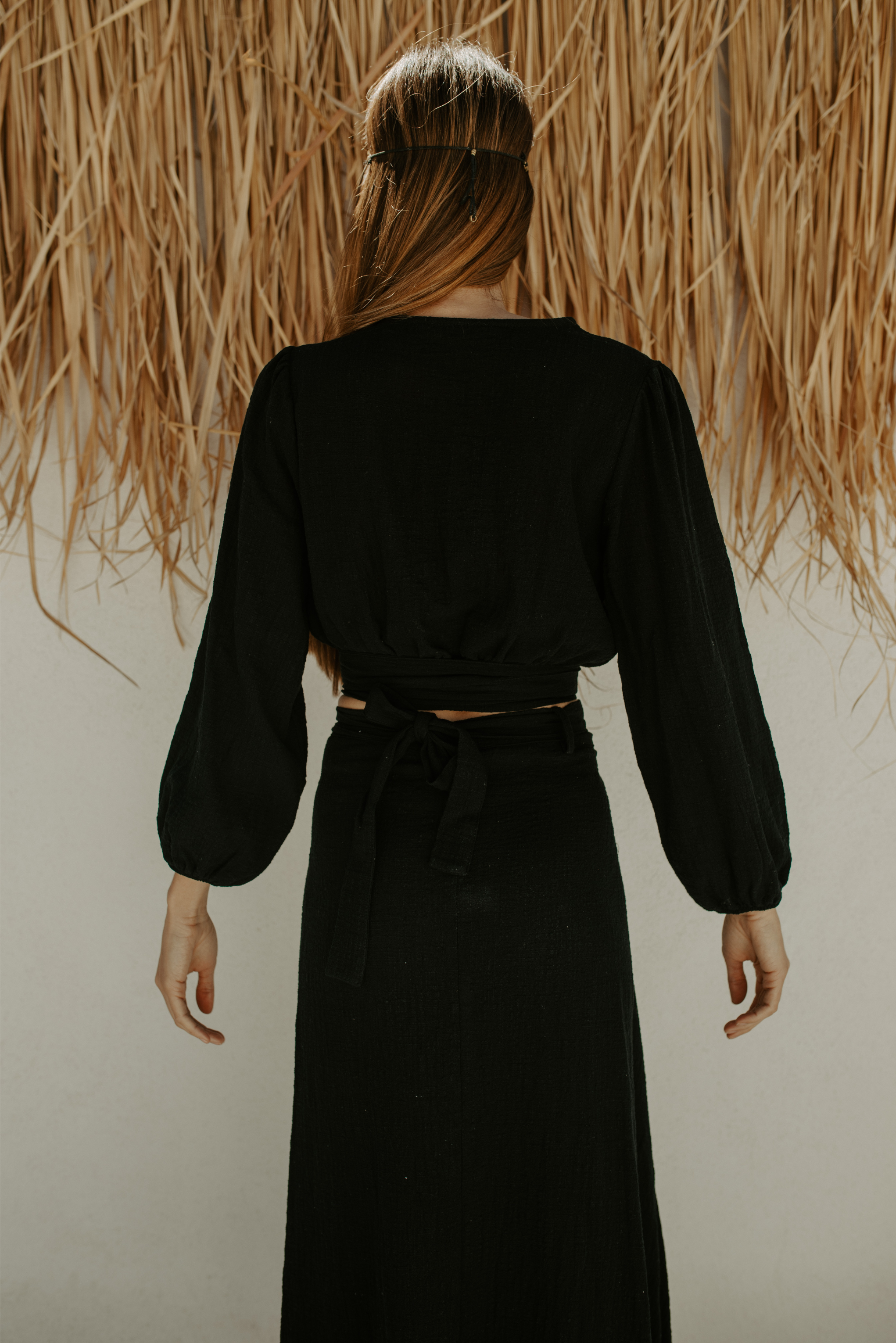 Blouse en coton effet lin Assouan Black