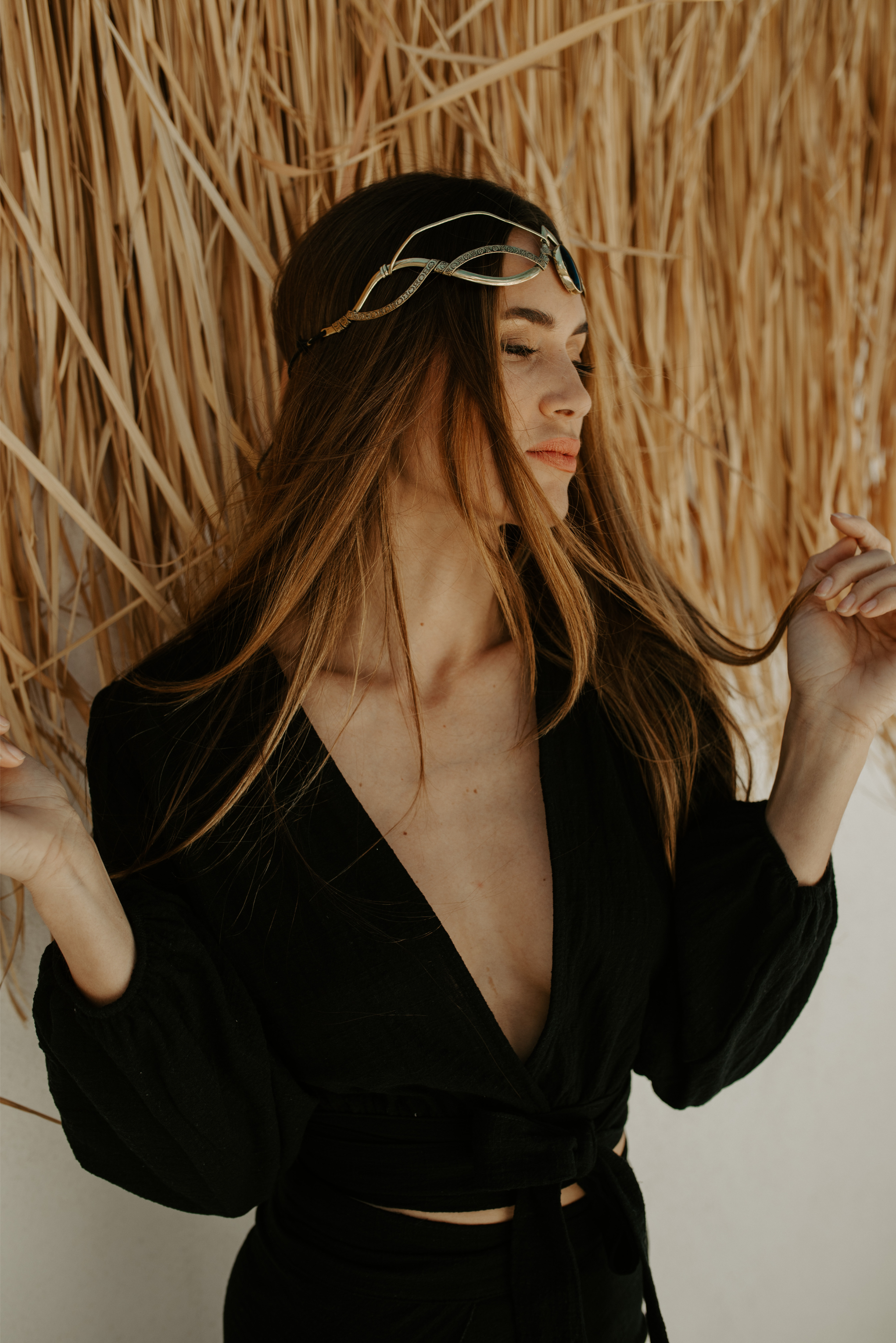 Blouse en coton effet lin Assouan Black