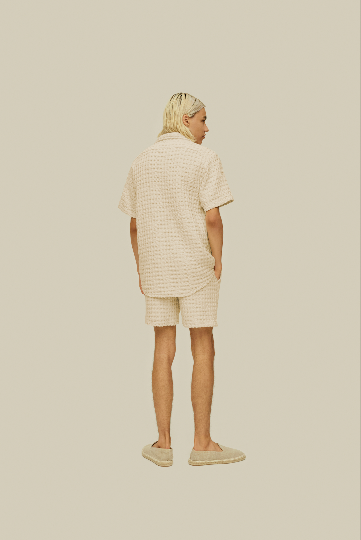 Short gauffré écru