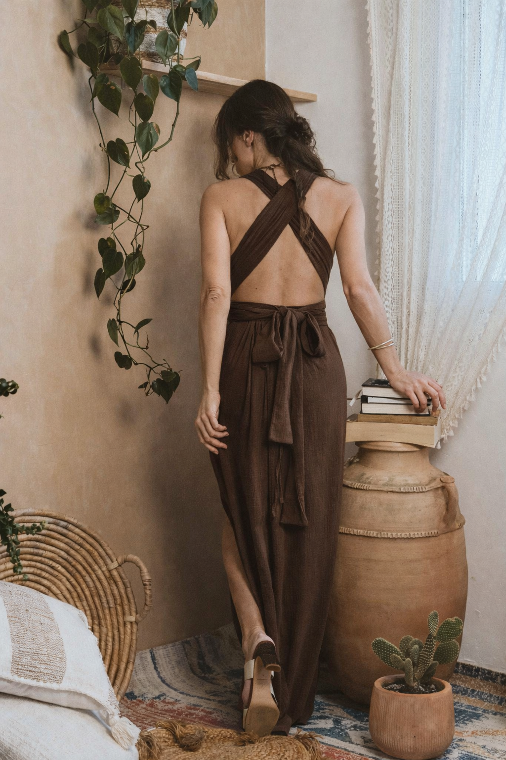 Robe à nouer modulable Tulum - Chocolat
