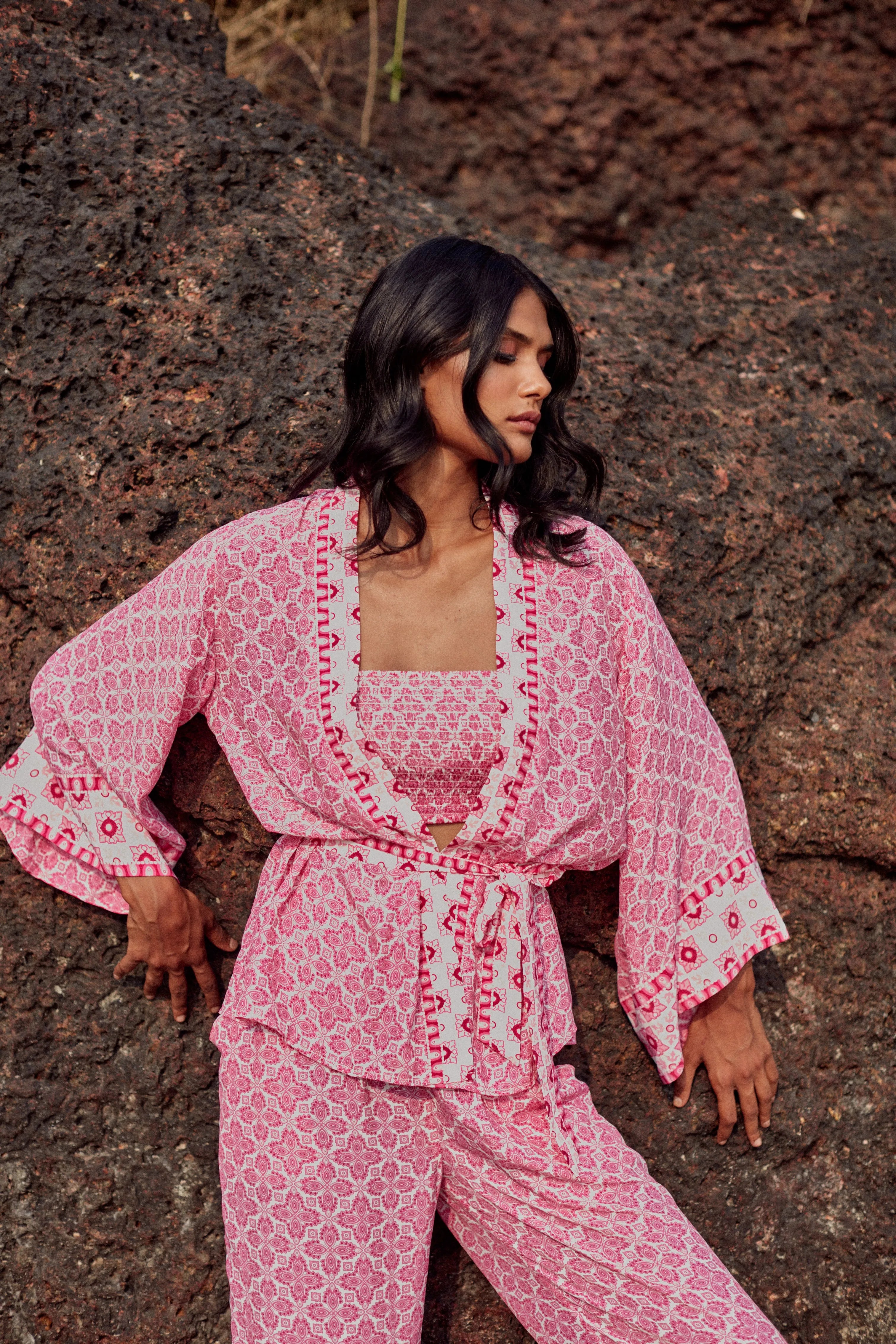 Kimono Dalia - Imprimé Rose
