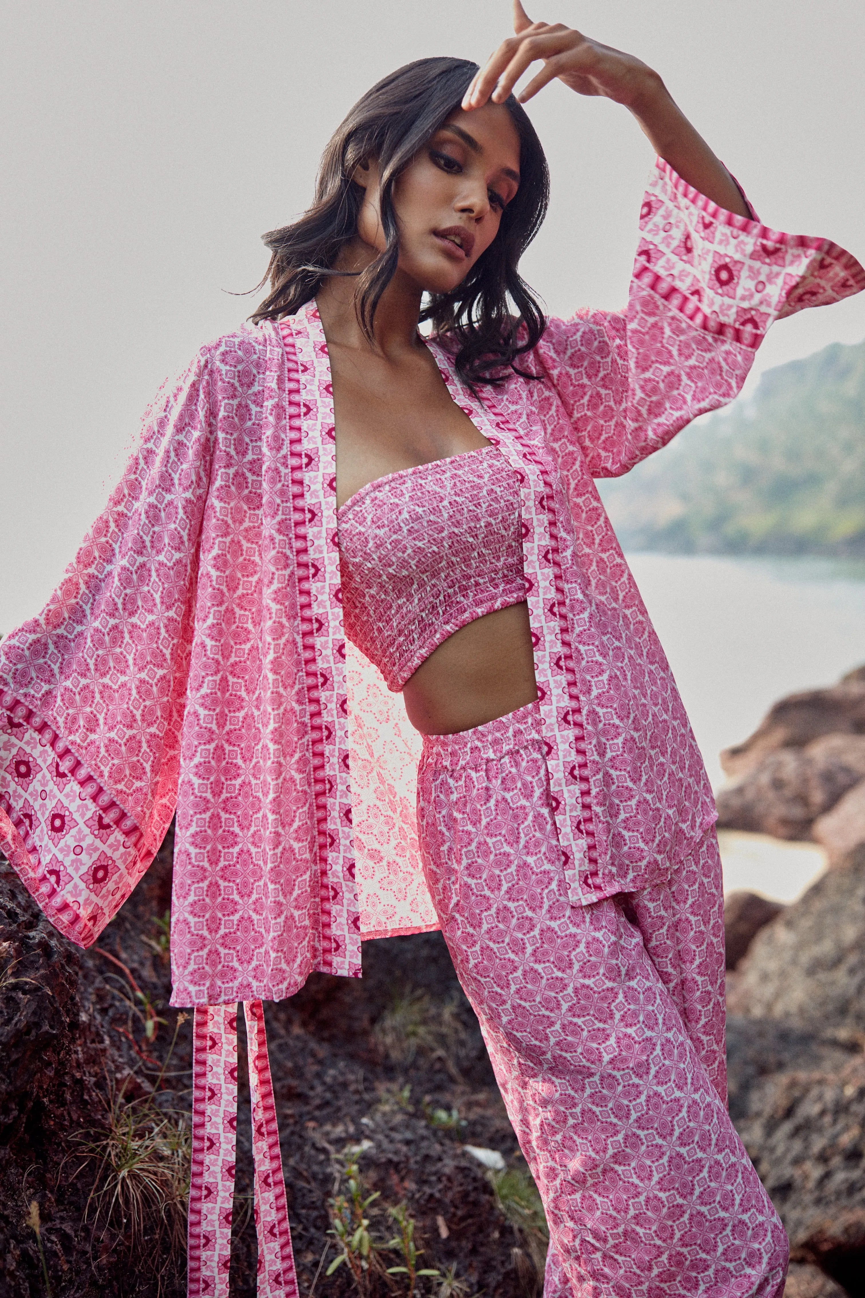 Kimono Dalia - Imprimé Rose