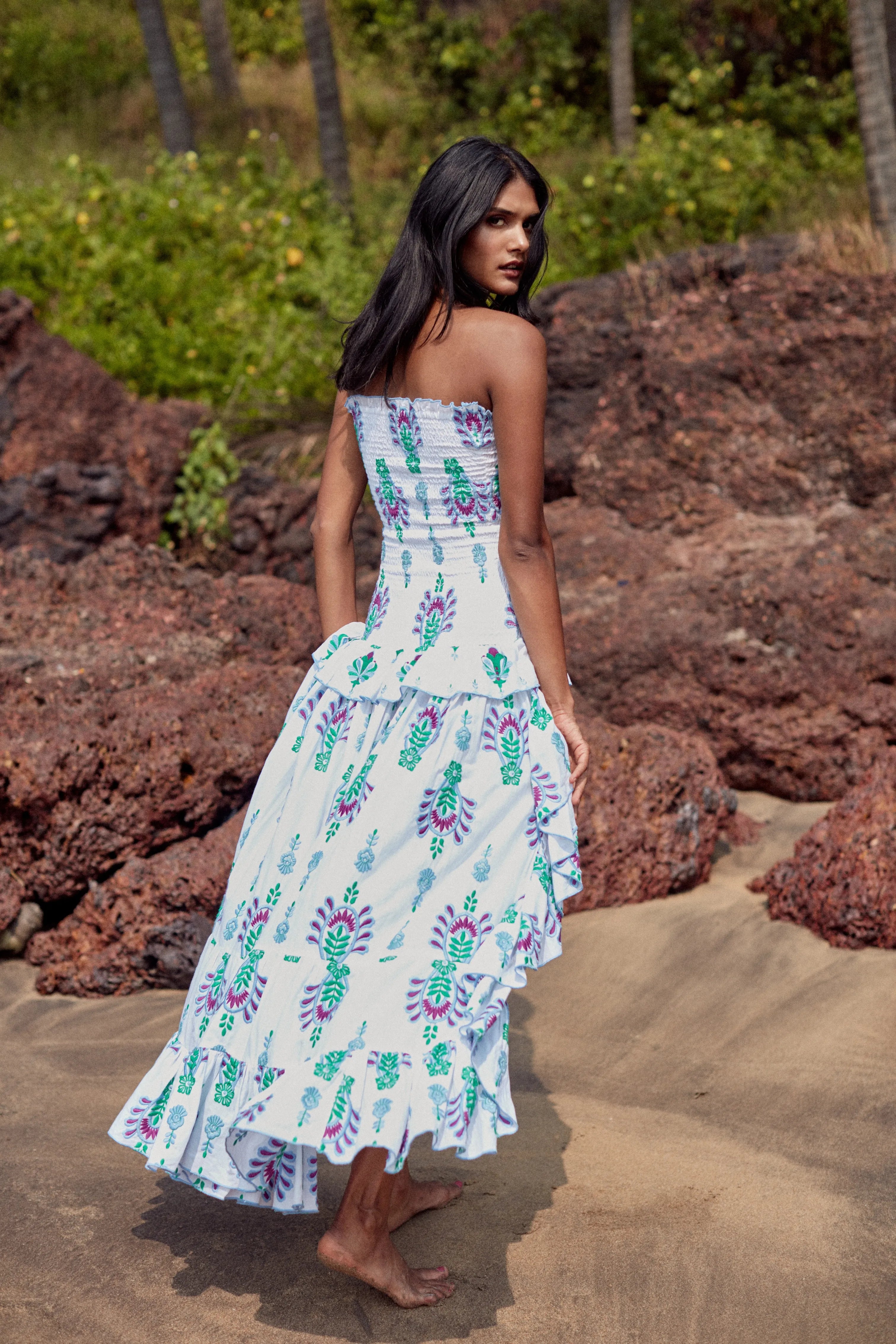 Robe brodée Livy - Bleu Topaz