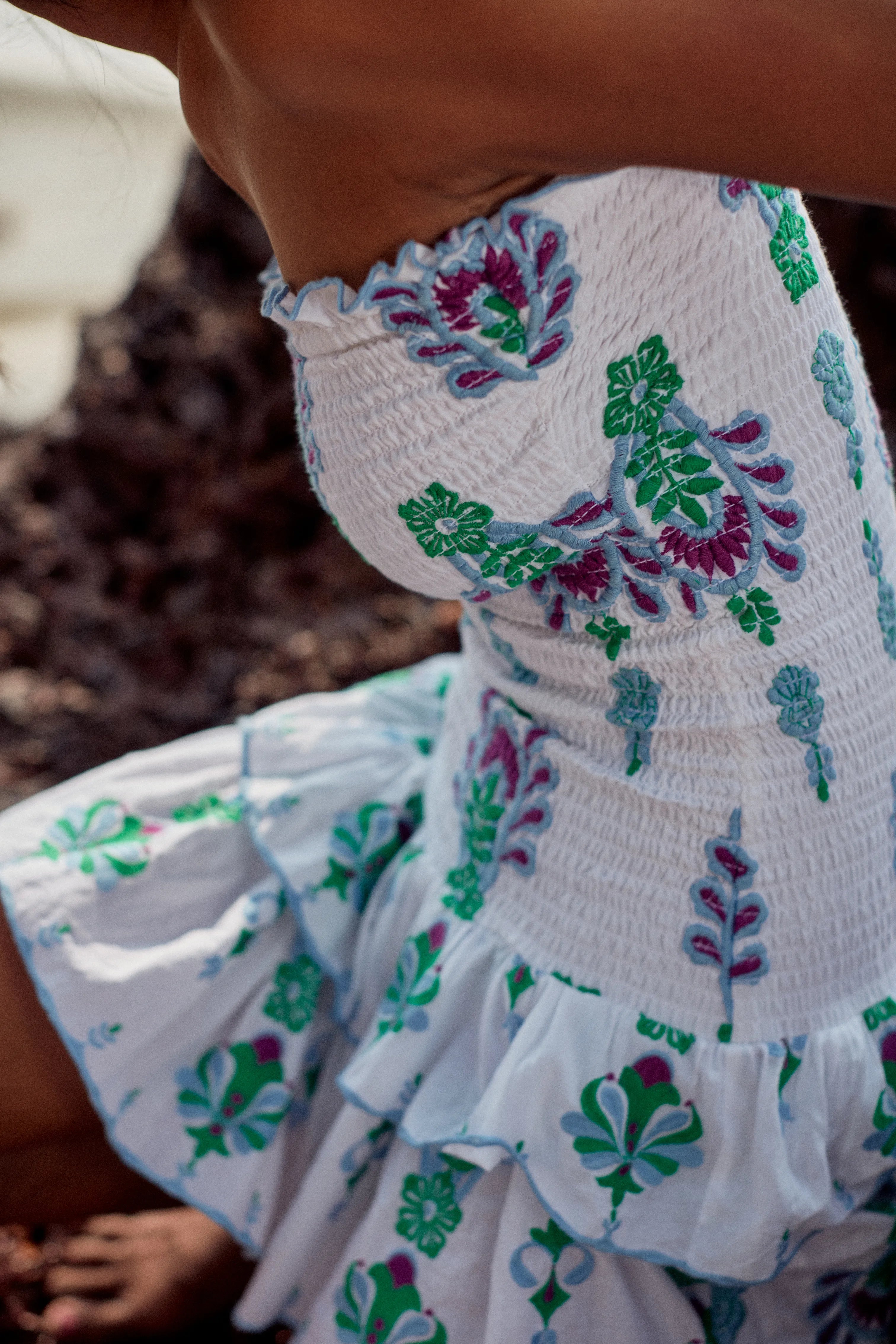 Robe brodée Livy - Bleu Topaz
