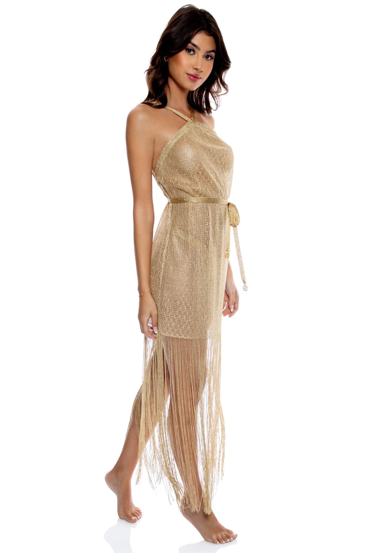 Robe longue à franges croisées Dorada