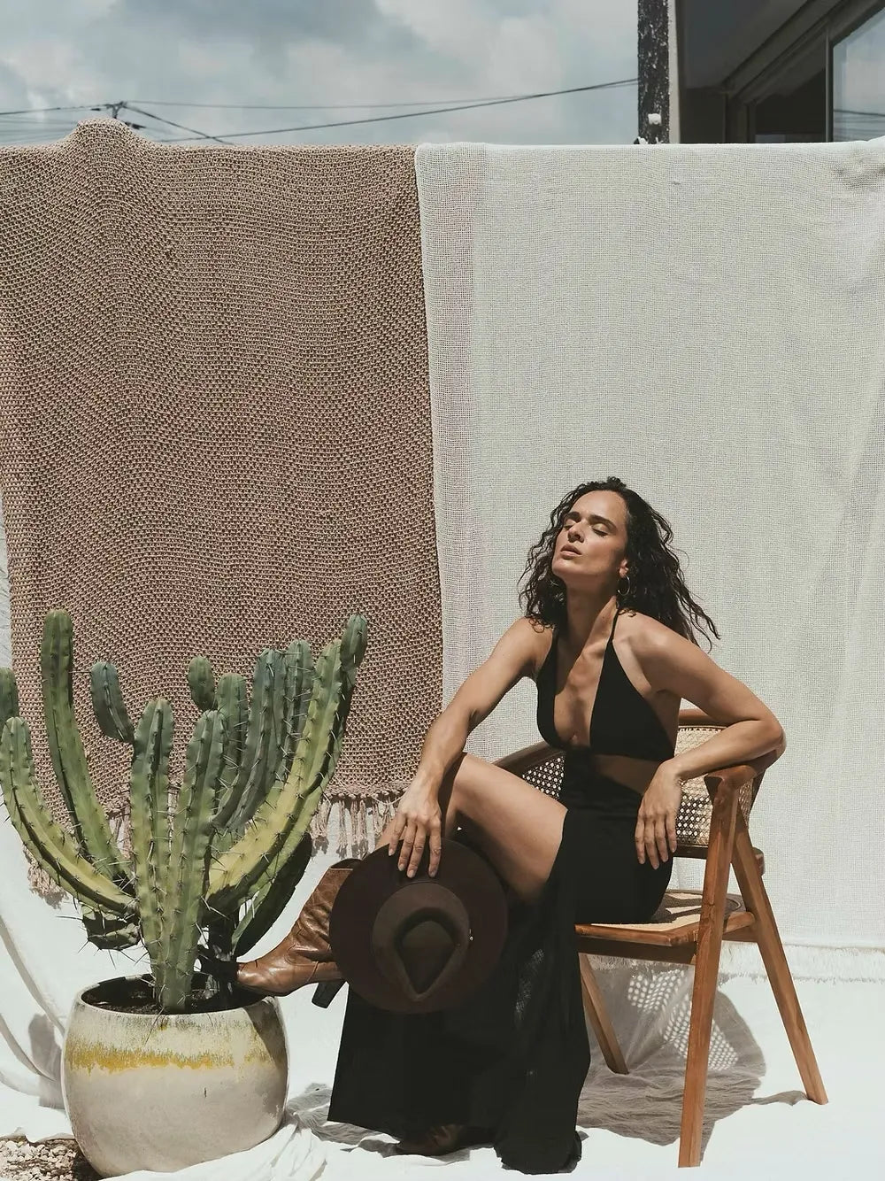 Robe à nouer effet lin Goa - Noir