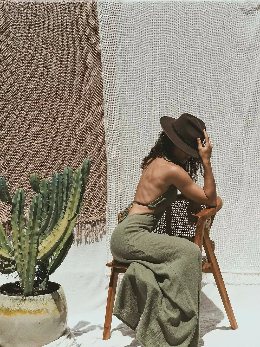 Robe à nouer effet lin Goa - Kaki
