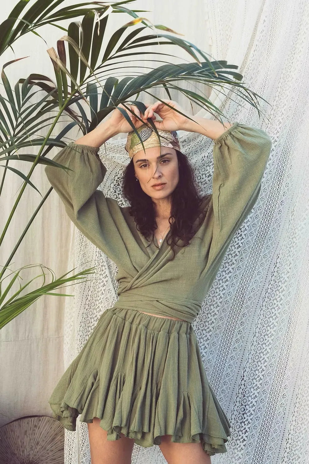 Blouse effet lin Ibiza - Kaki