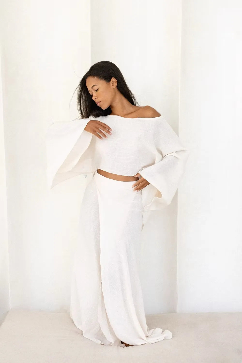 Blouse fluide effet lin Alula - écru