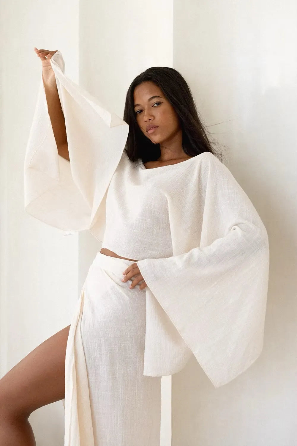 Blouse fluide effet lin Alula - écru