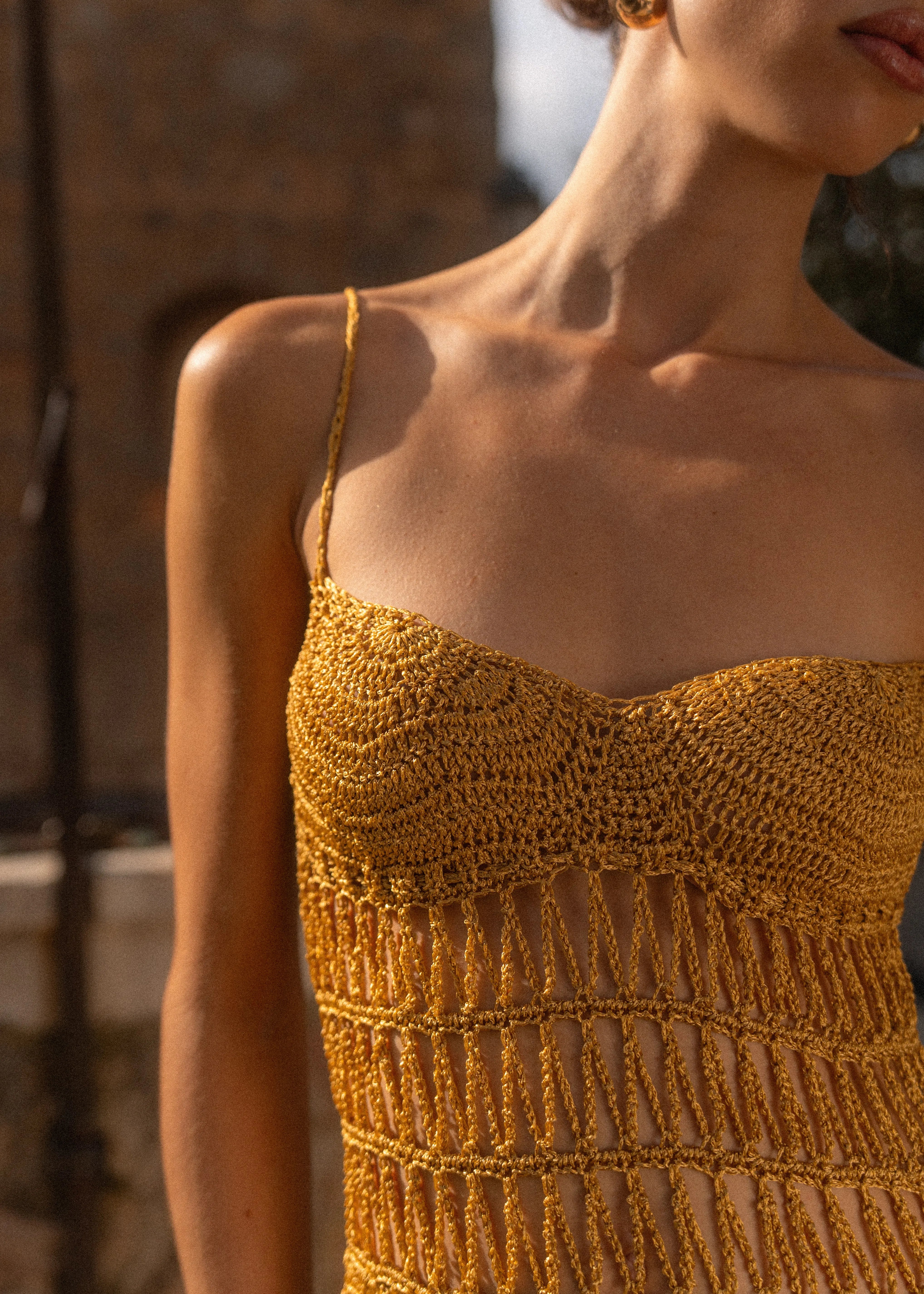 Freya Handmade crochet dress bustier inspired - Divine Gold