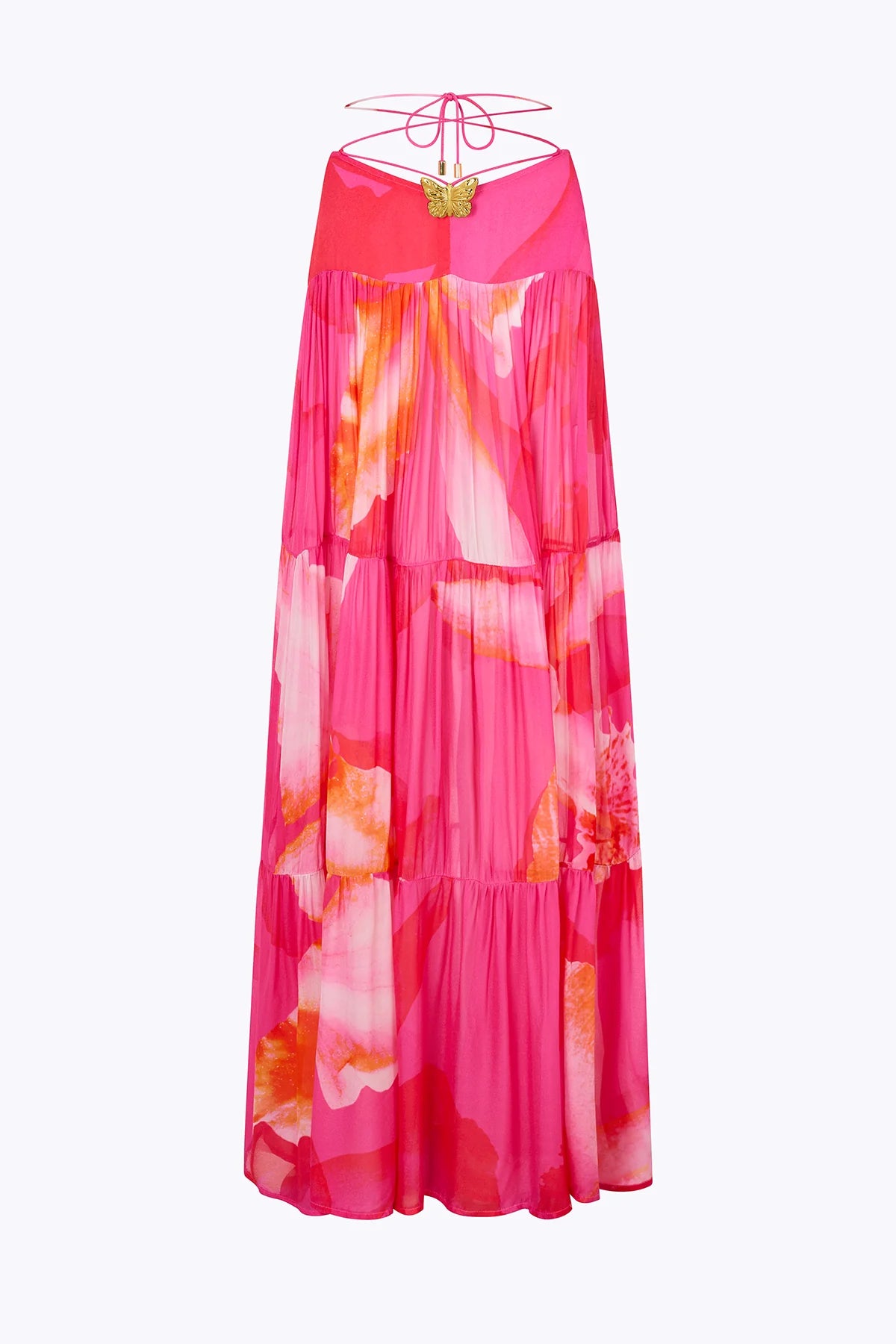Maxi jupe Song Butterfly à fleurs Fushia