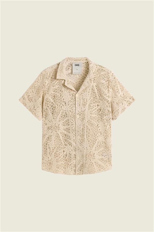 OAS - Chemise Cuba manches courtes en crochet écrue