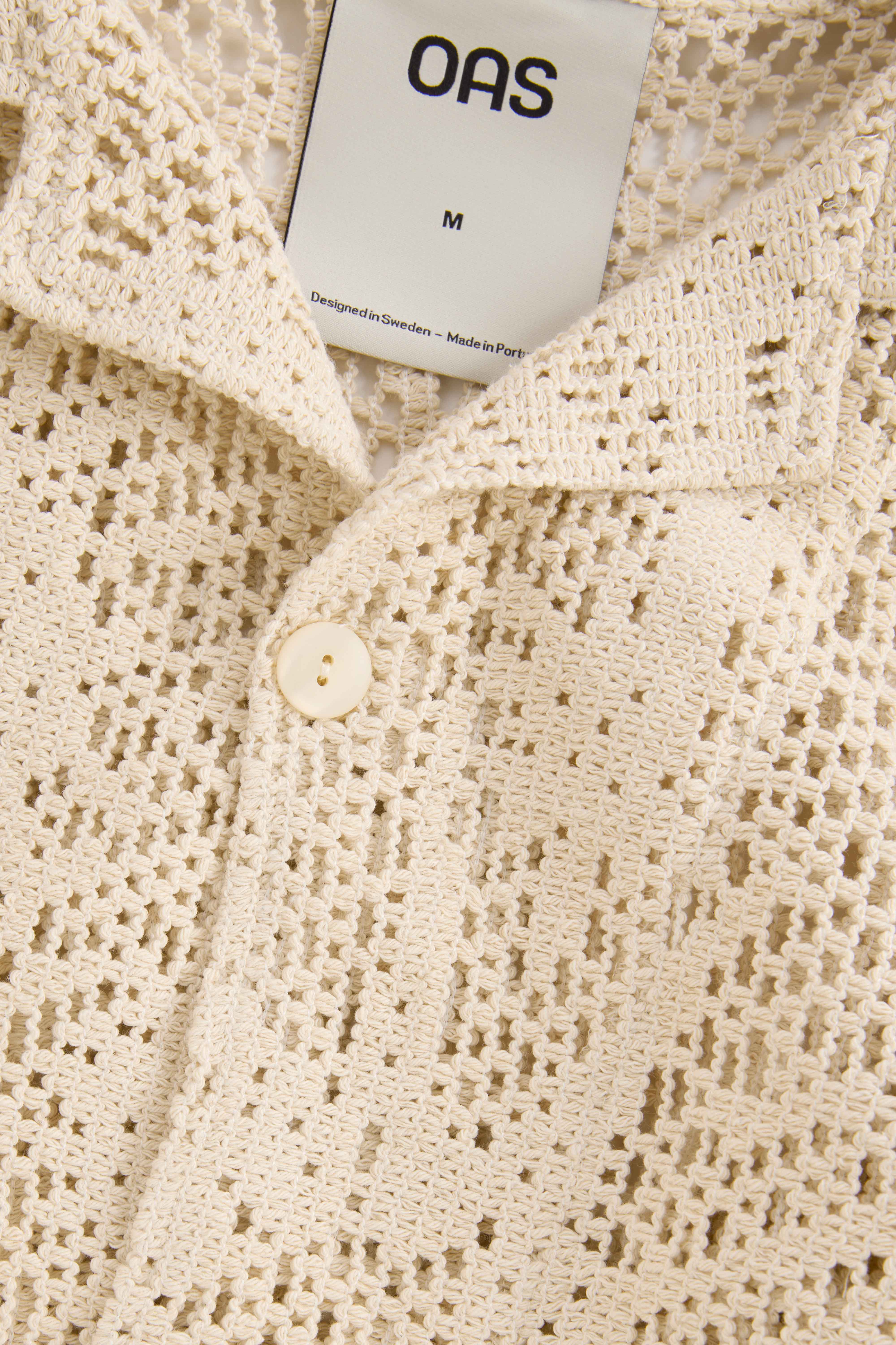 OAS - Chemise Cuba manches courtes en crochet écrue