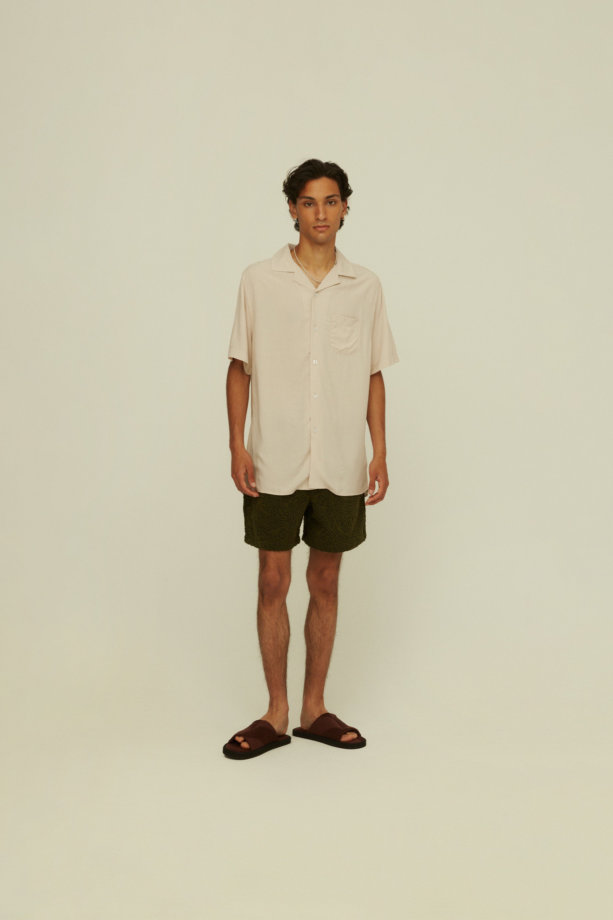 OAS - Chemise manches courtes unie sable