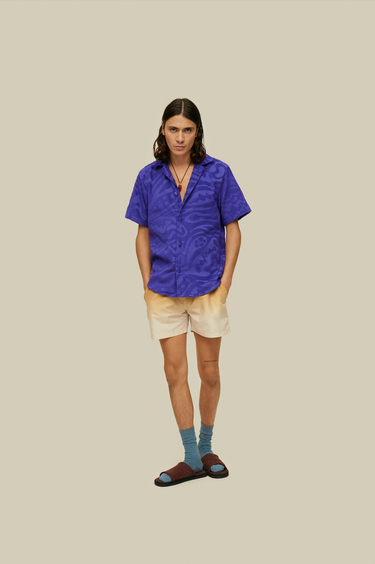 OAS Chemise texturee en eponge Cuba bleu