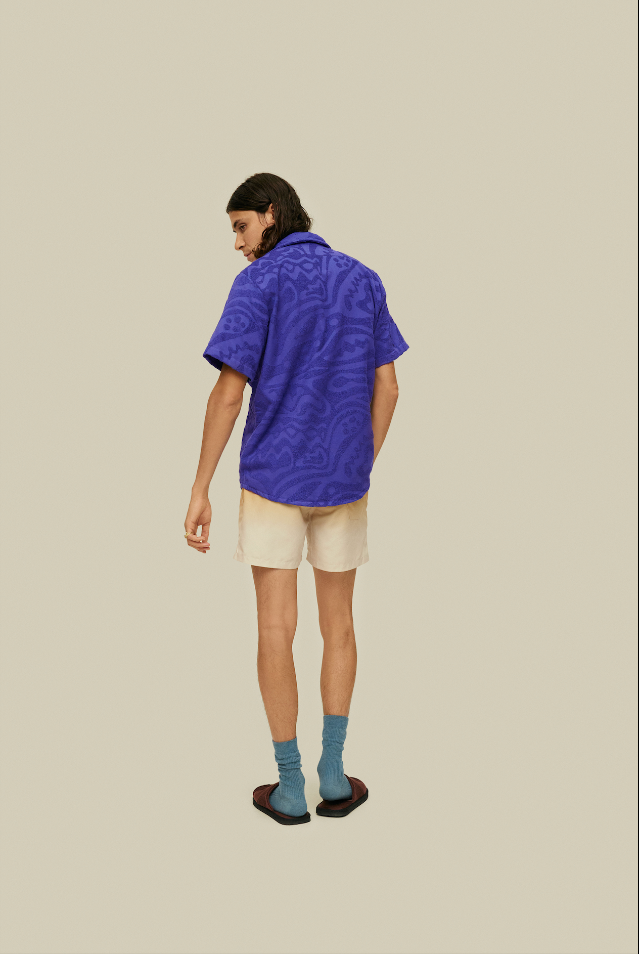 OAS Chemise texturee en eponge Cuba bleu