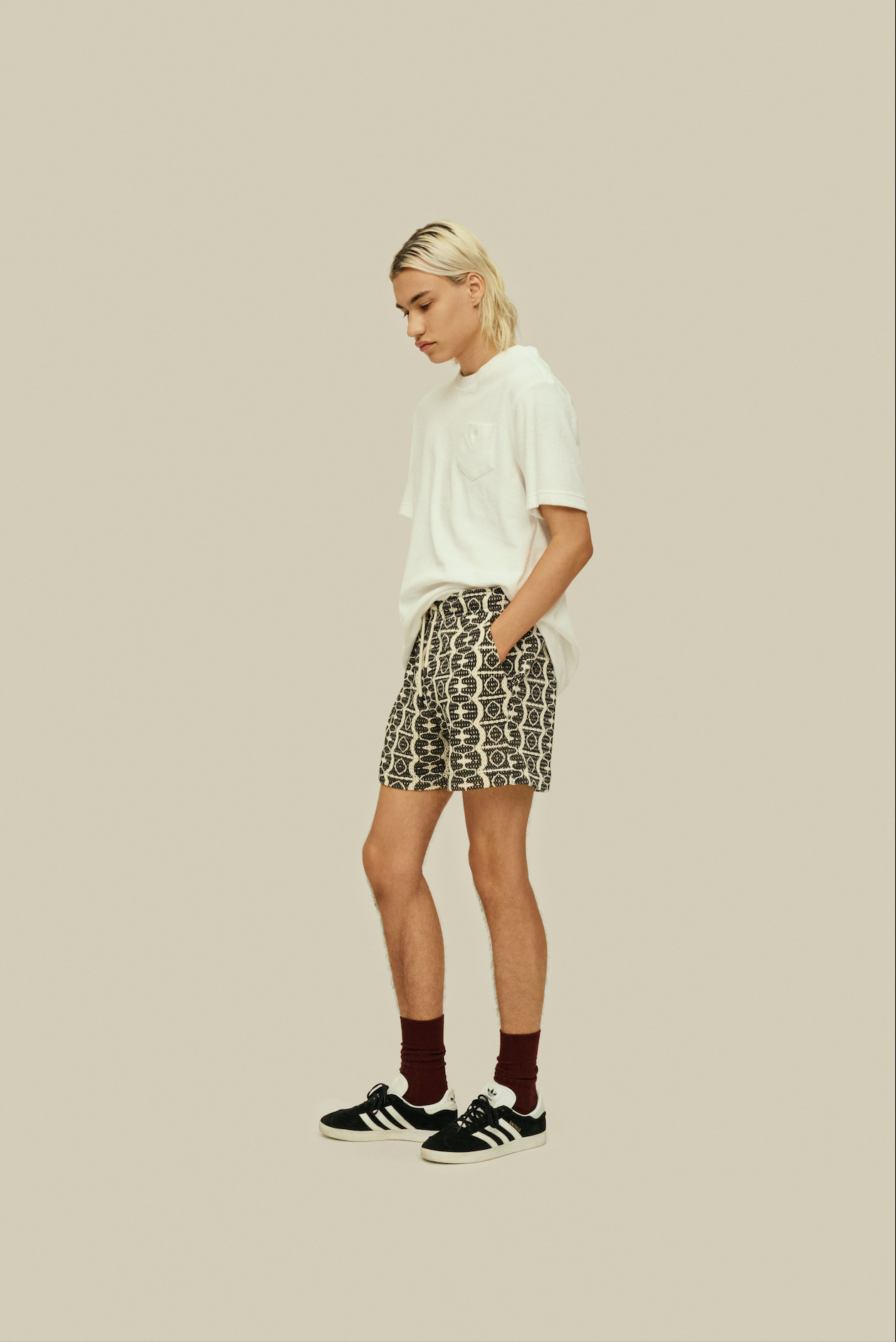 OAS Short Hypnotise filet a motifs noir et ecru