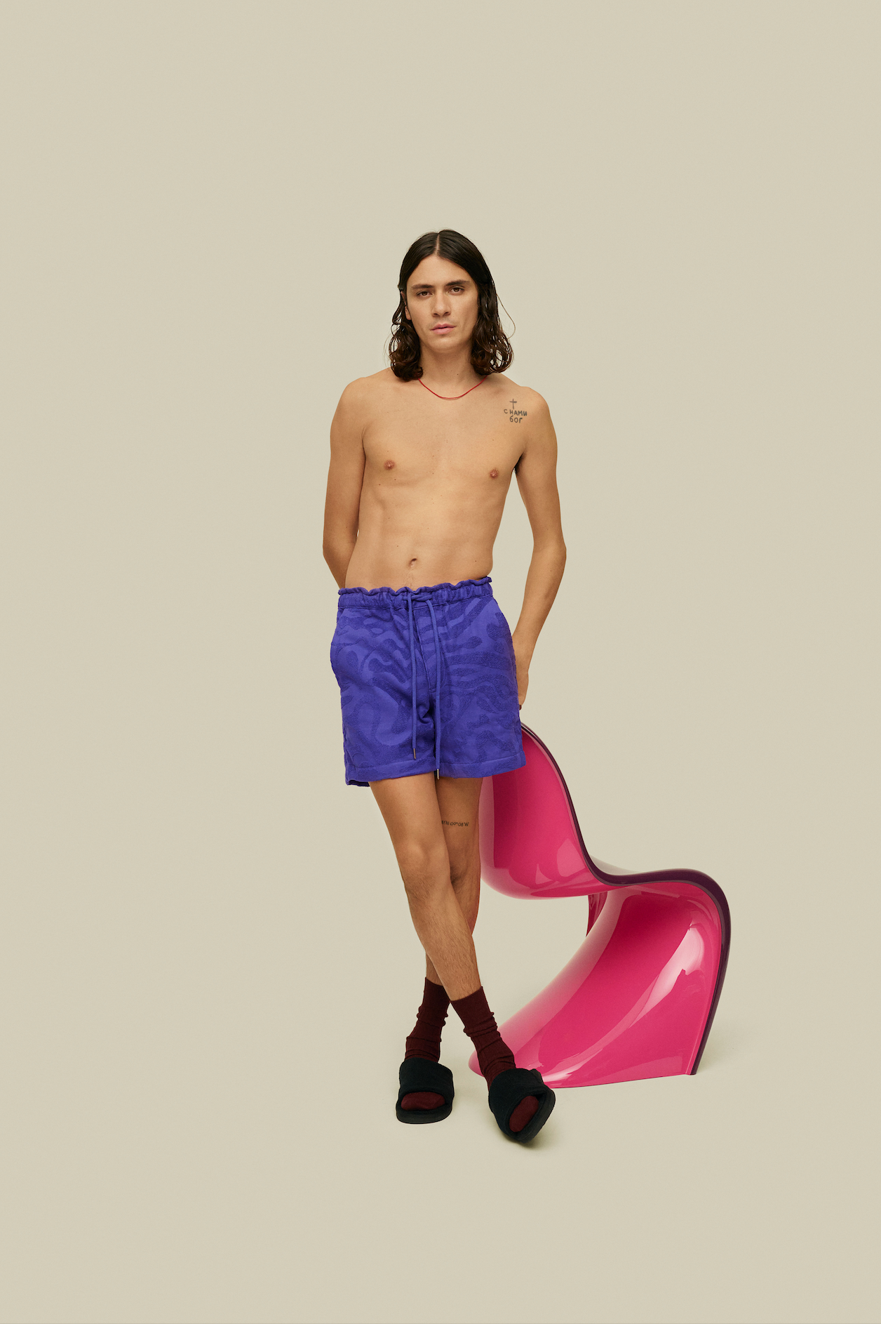 OAS - Short Terry texturé en éponge bleu