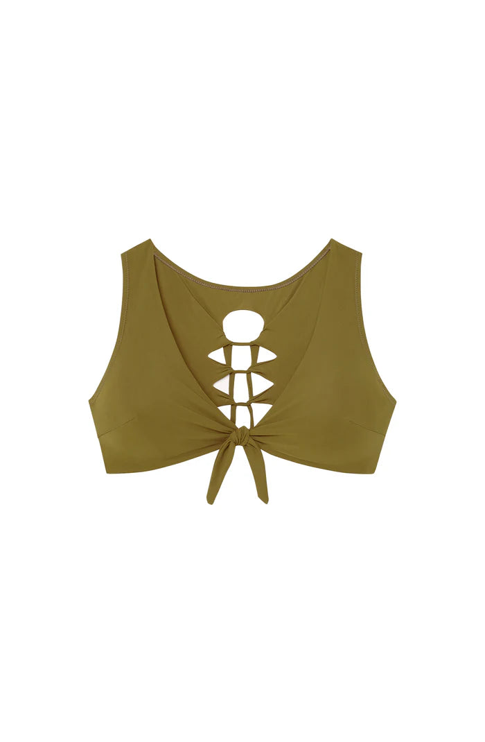 Haut de maillot crop-top noué Tecla - Kaki