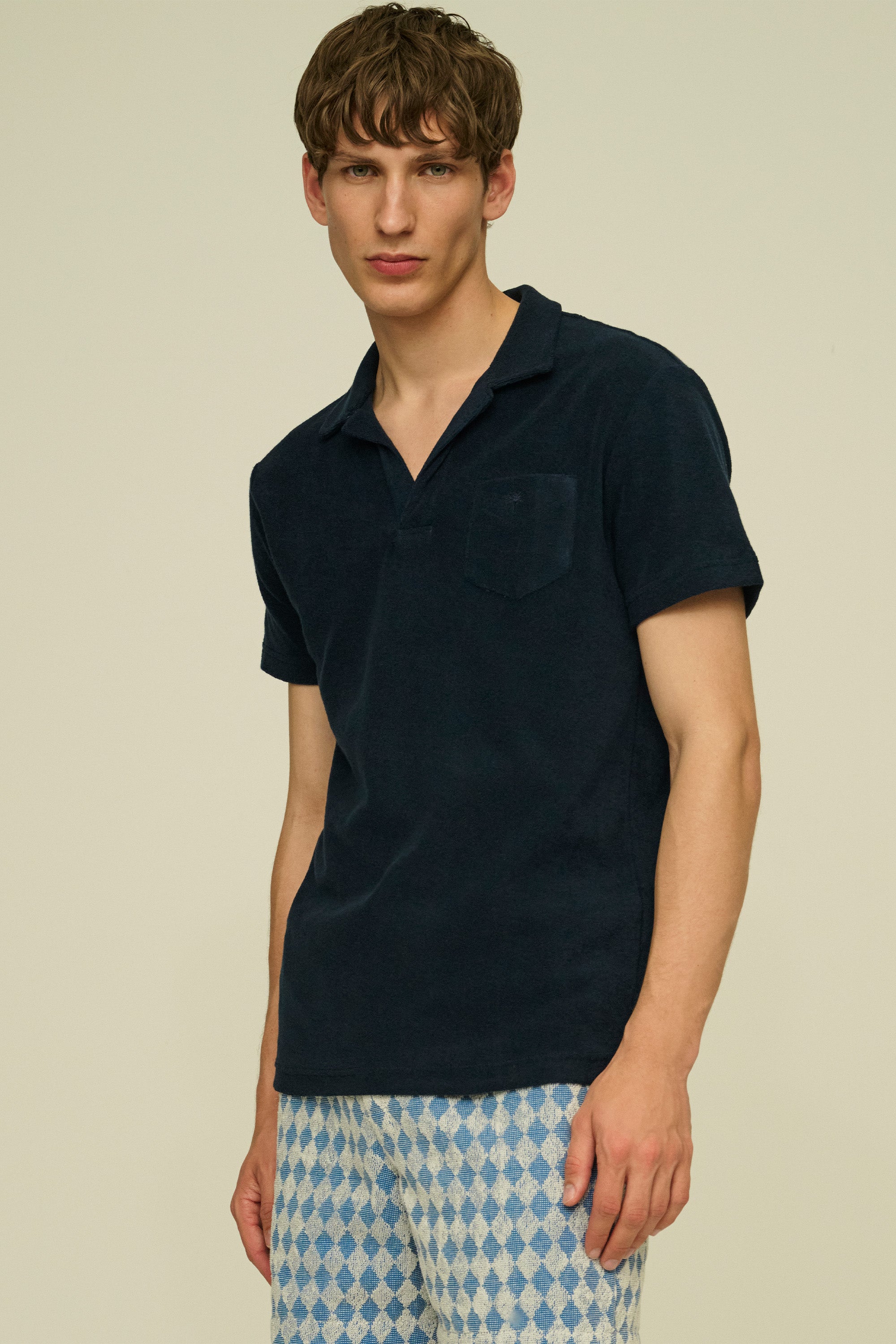 Polo Terry en eponge bleu marine