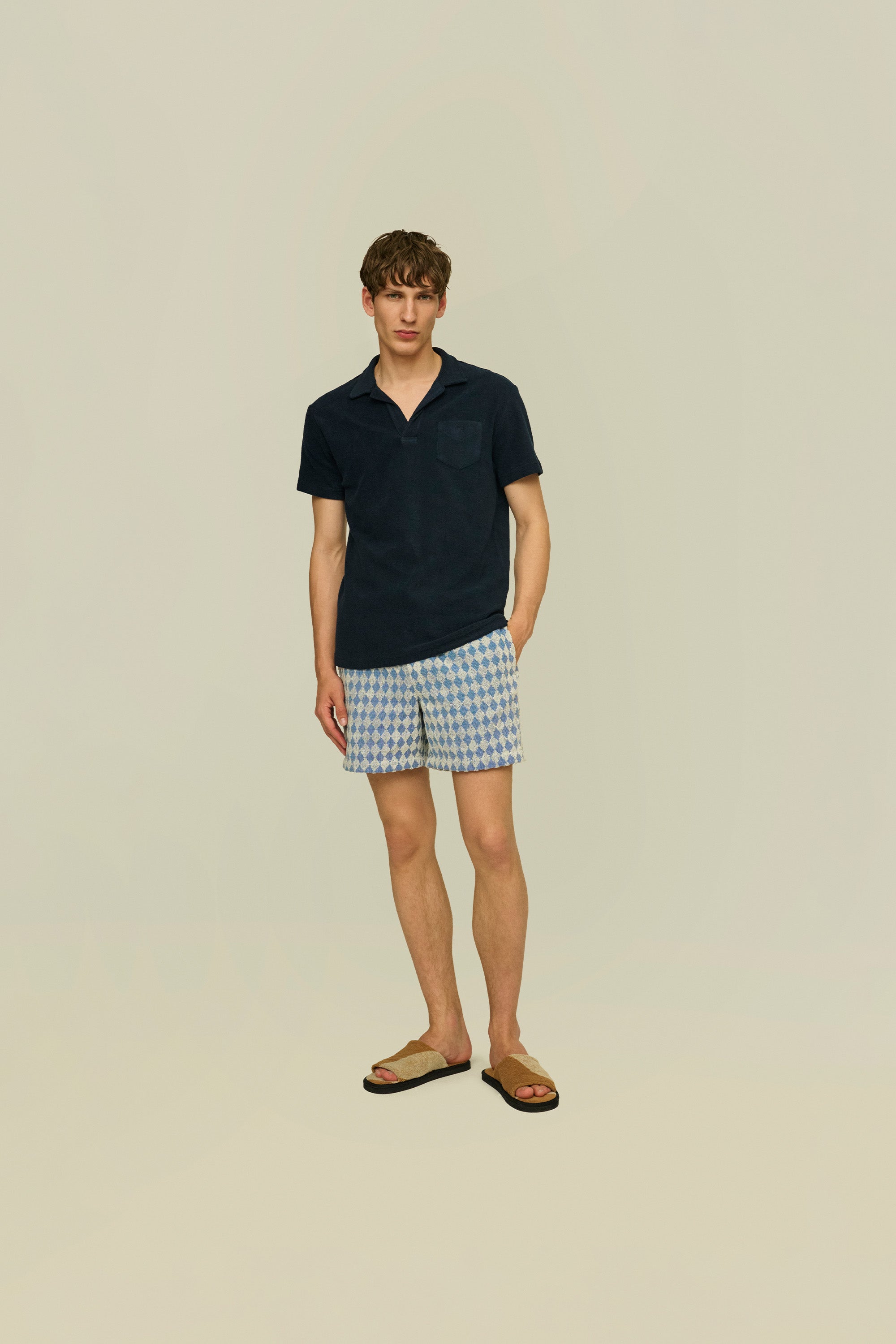 Polo Terry en eponge bleu marine