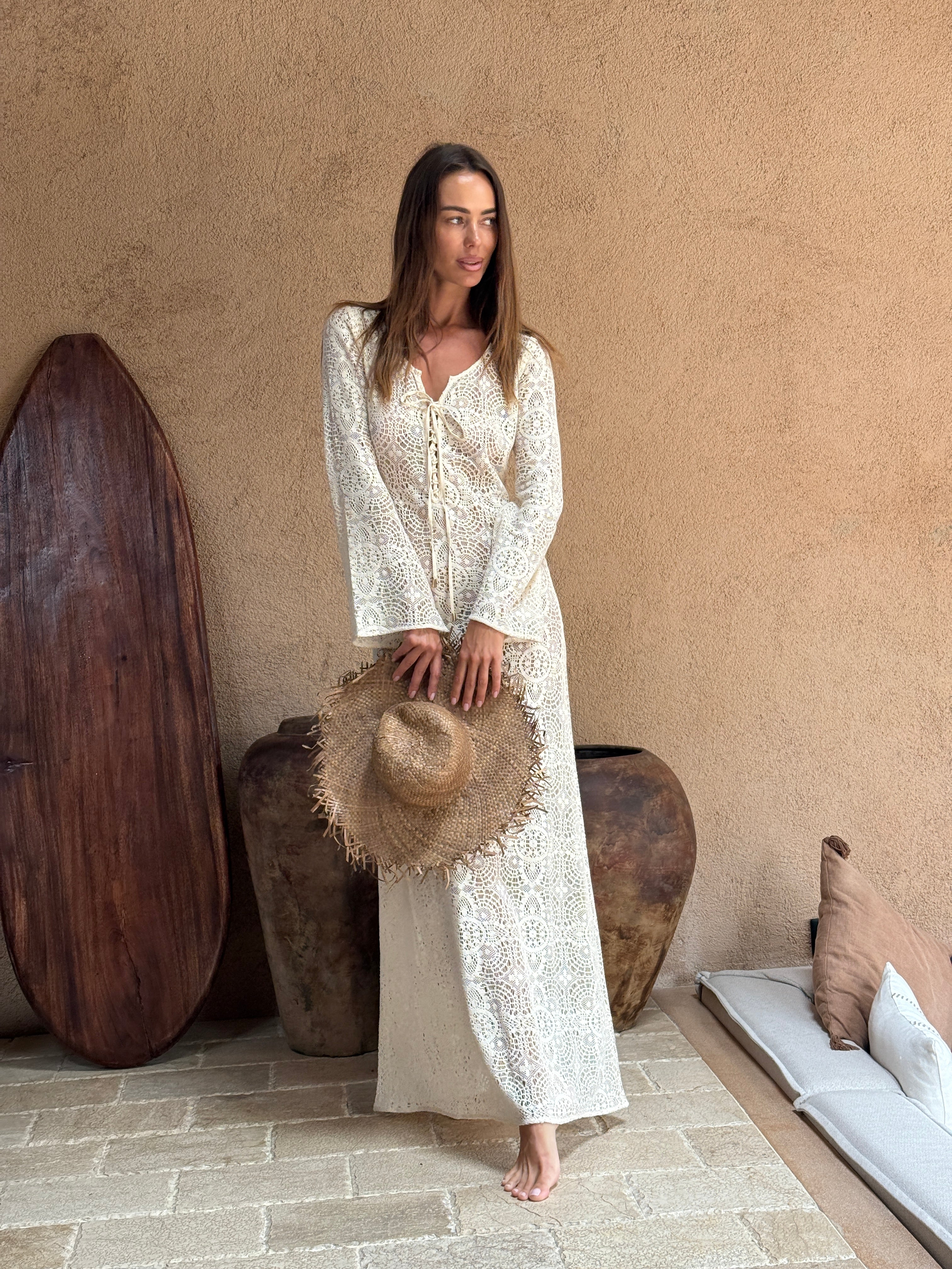 Robe longue en dentelle Annakay Blanche