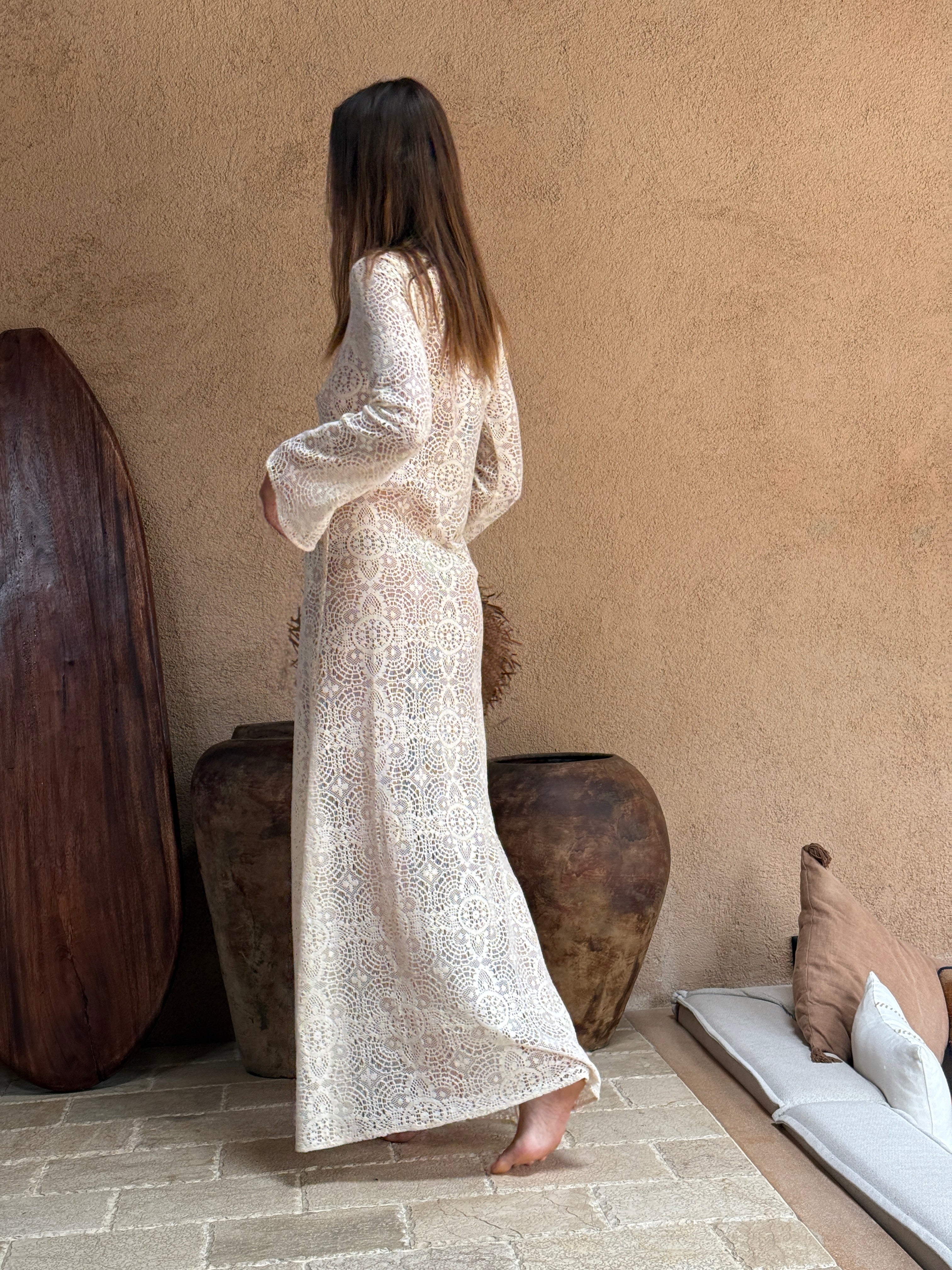 Robe longue en dentelle Annakay Blanche