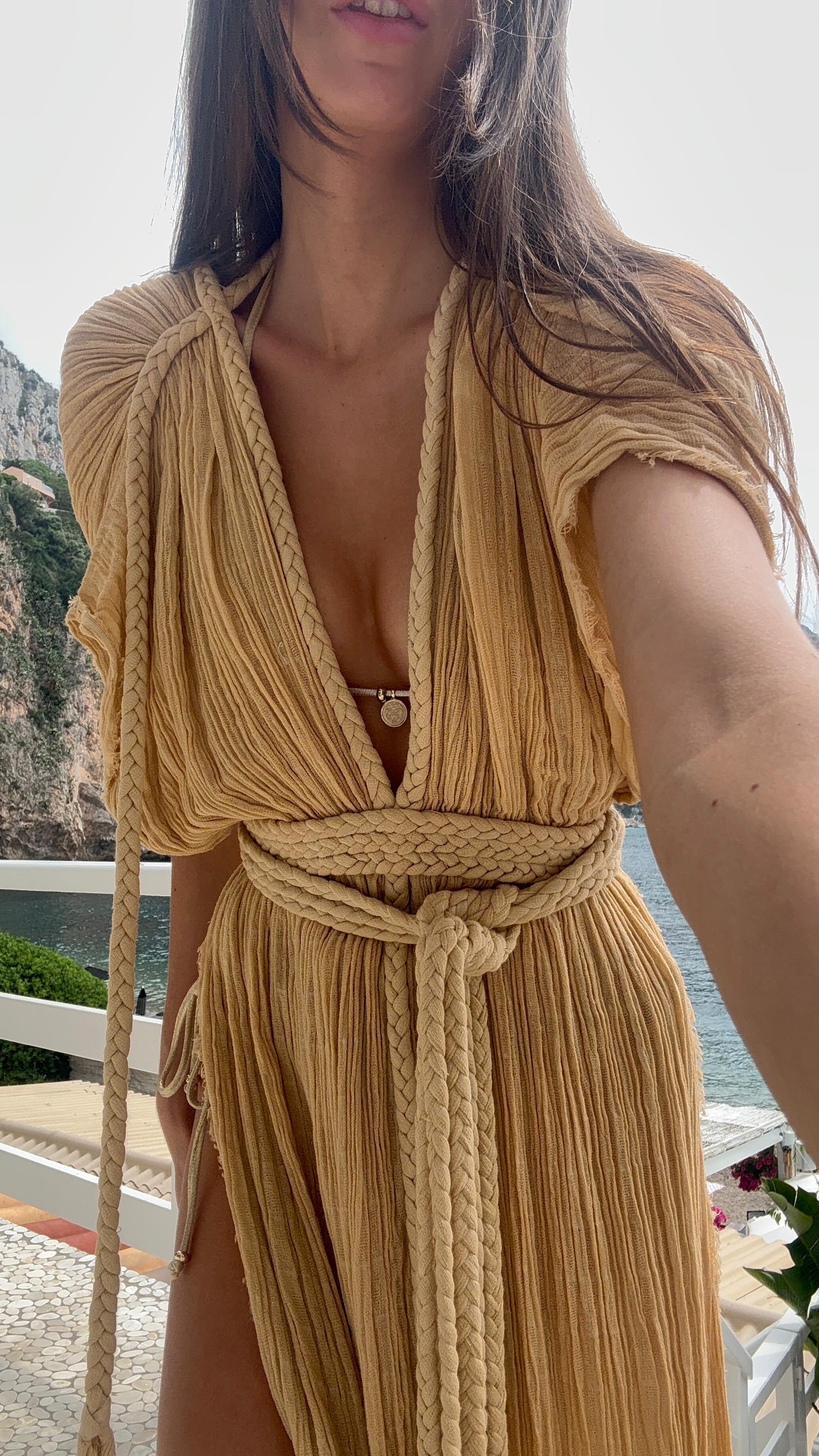 Robe longue fendue Era sable