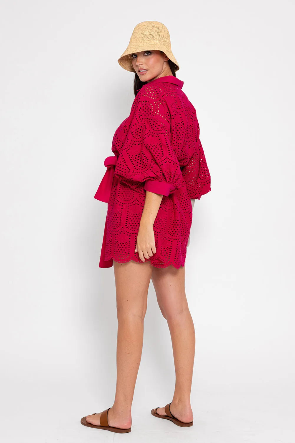 Robe style chemise en dentelle avec ceinture Florine