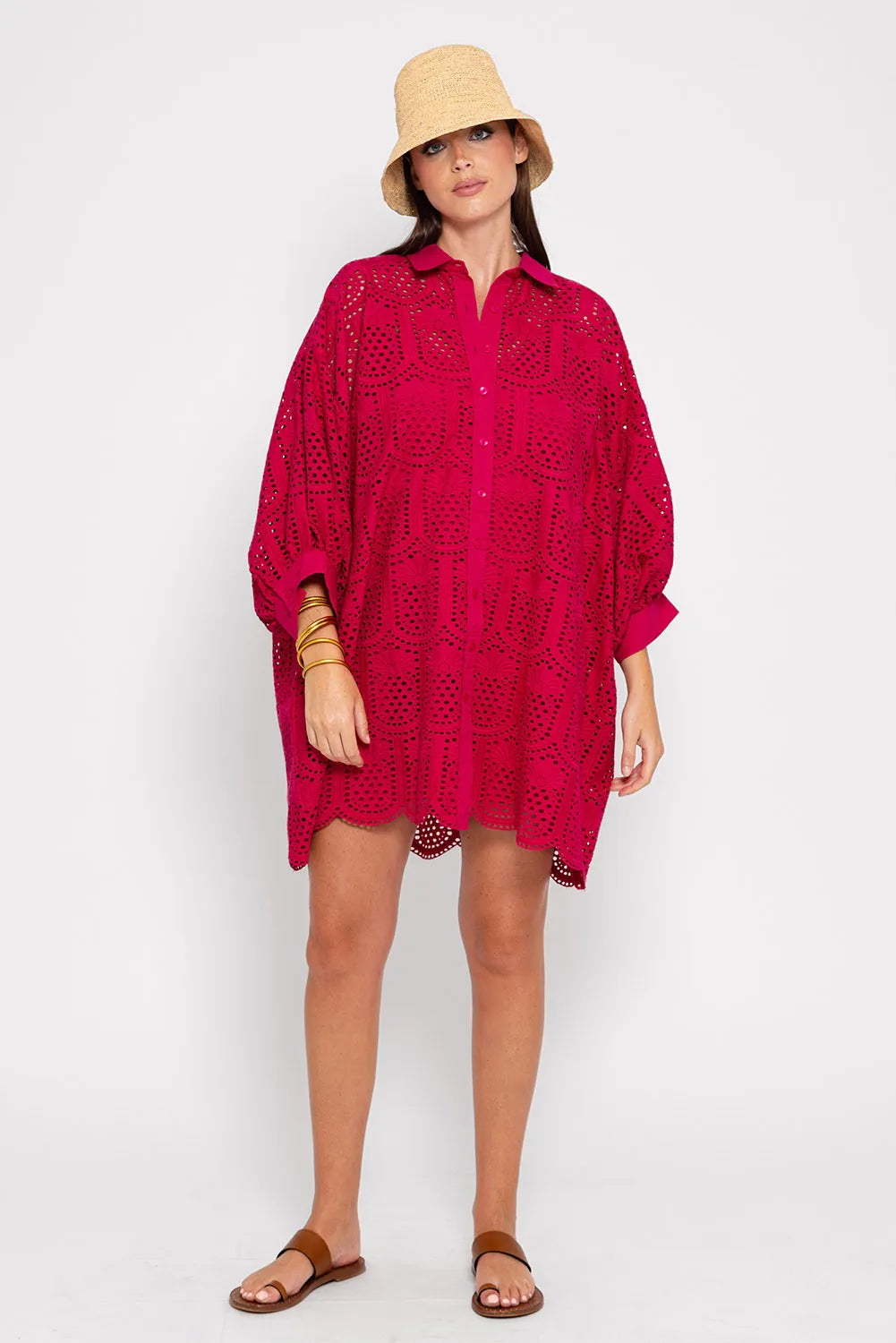 Robe style chemise en dentelle avec ceinture Florine