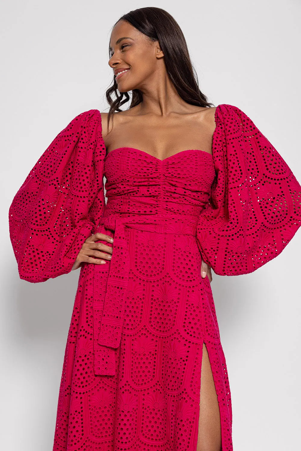 Robe bustier à manches ballons Lia
