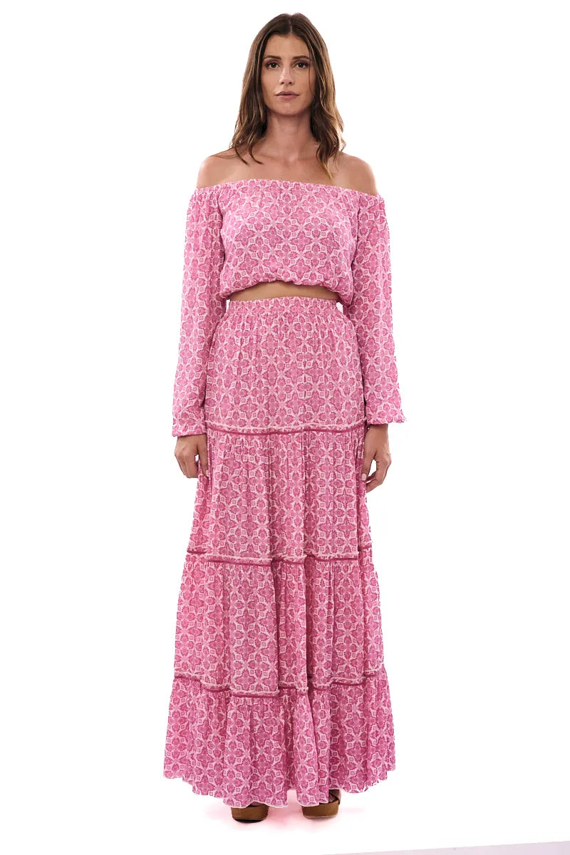 Top Joana off-the-shoulder - Jade print