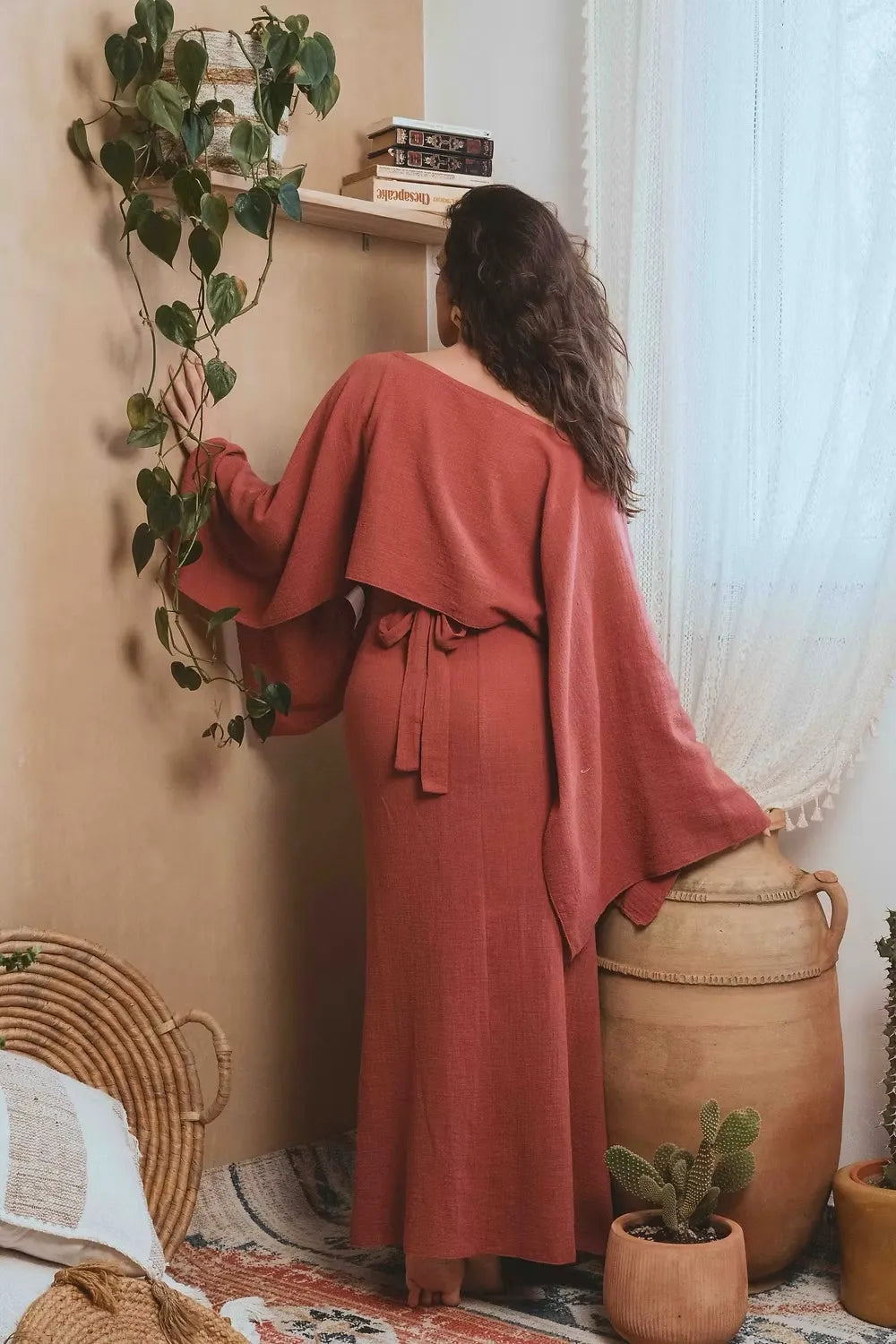 Blouse fluide effet lin Alula - Terracotta
