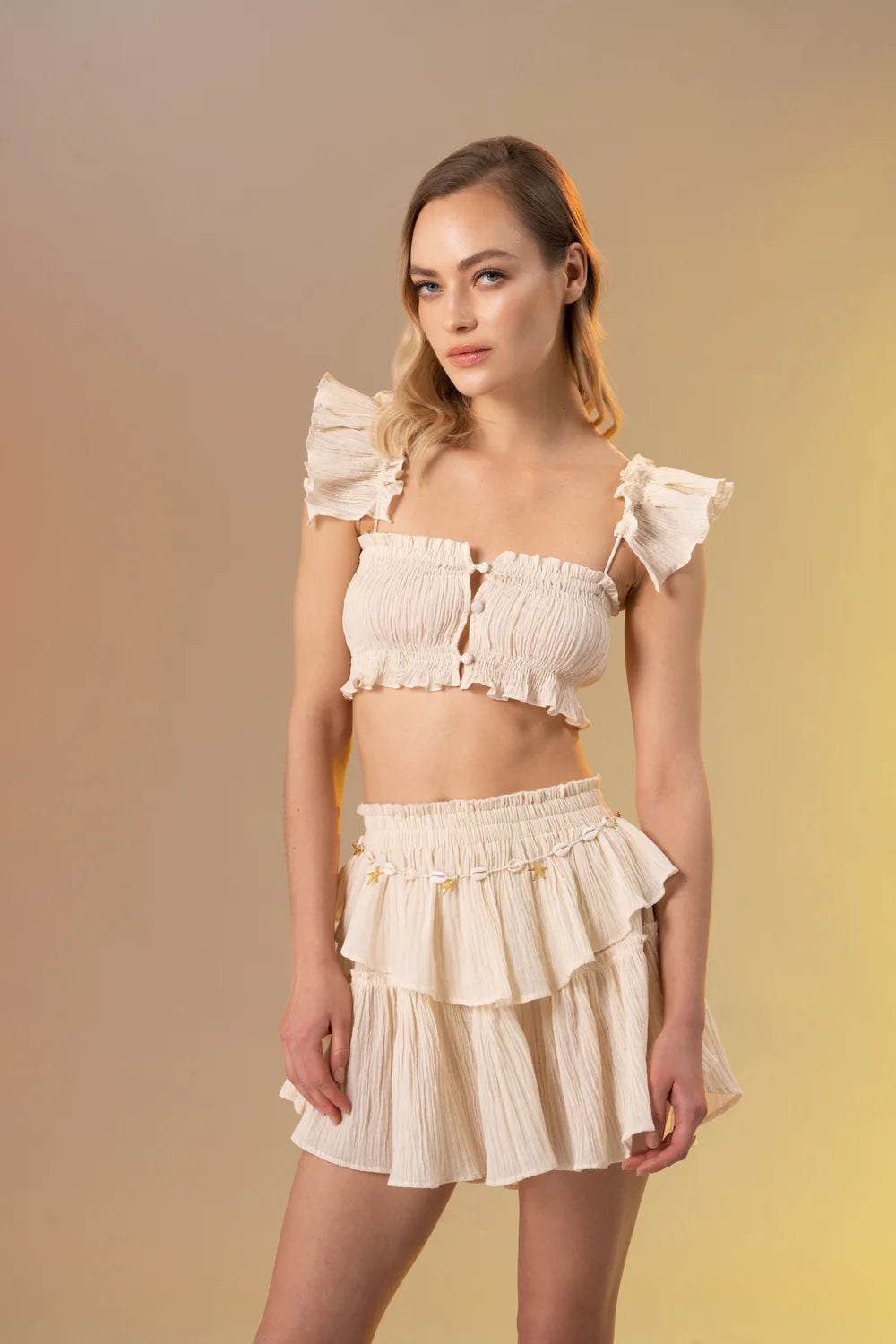 jupe bianca a volants creme