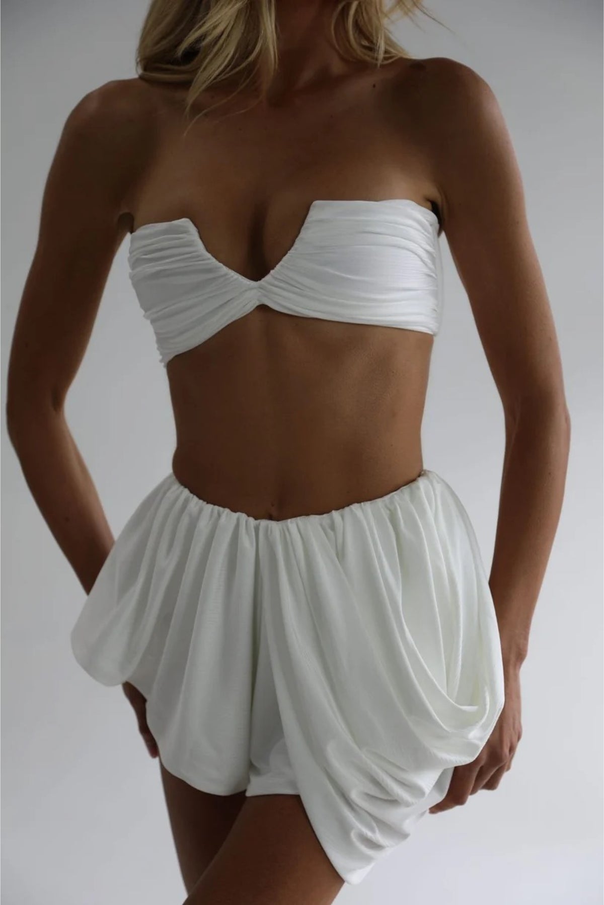 Haut de maillot de bain abigaelle structuré - Blanc nacré