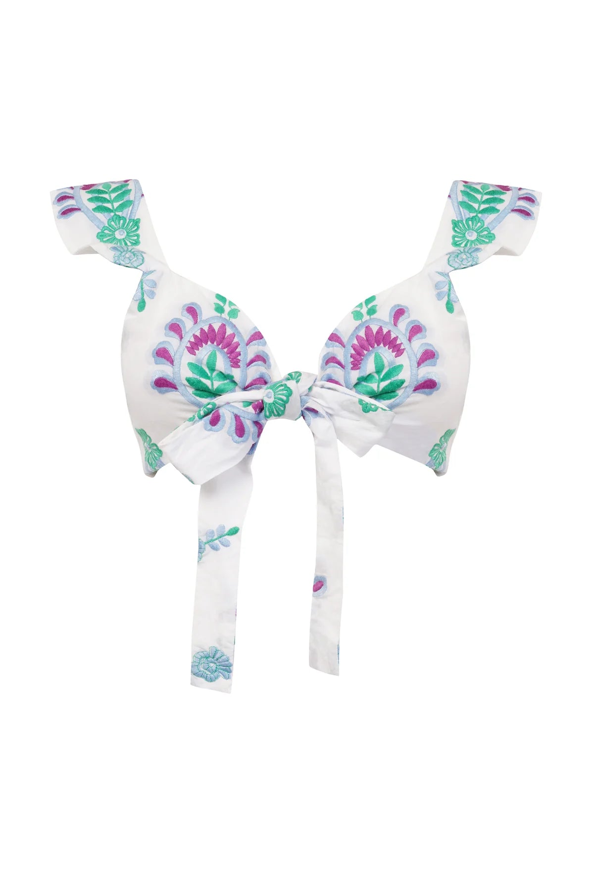 Top brodé à nouer Lili - Topaz bleu