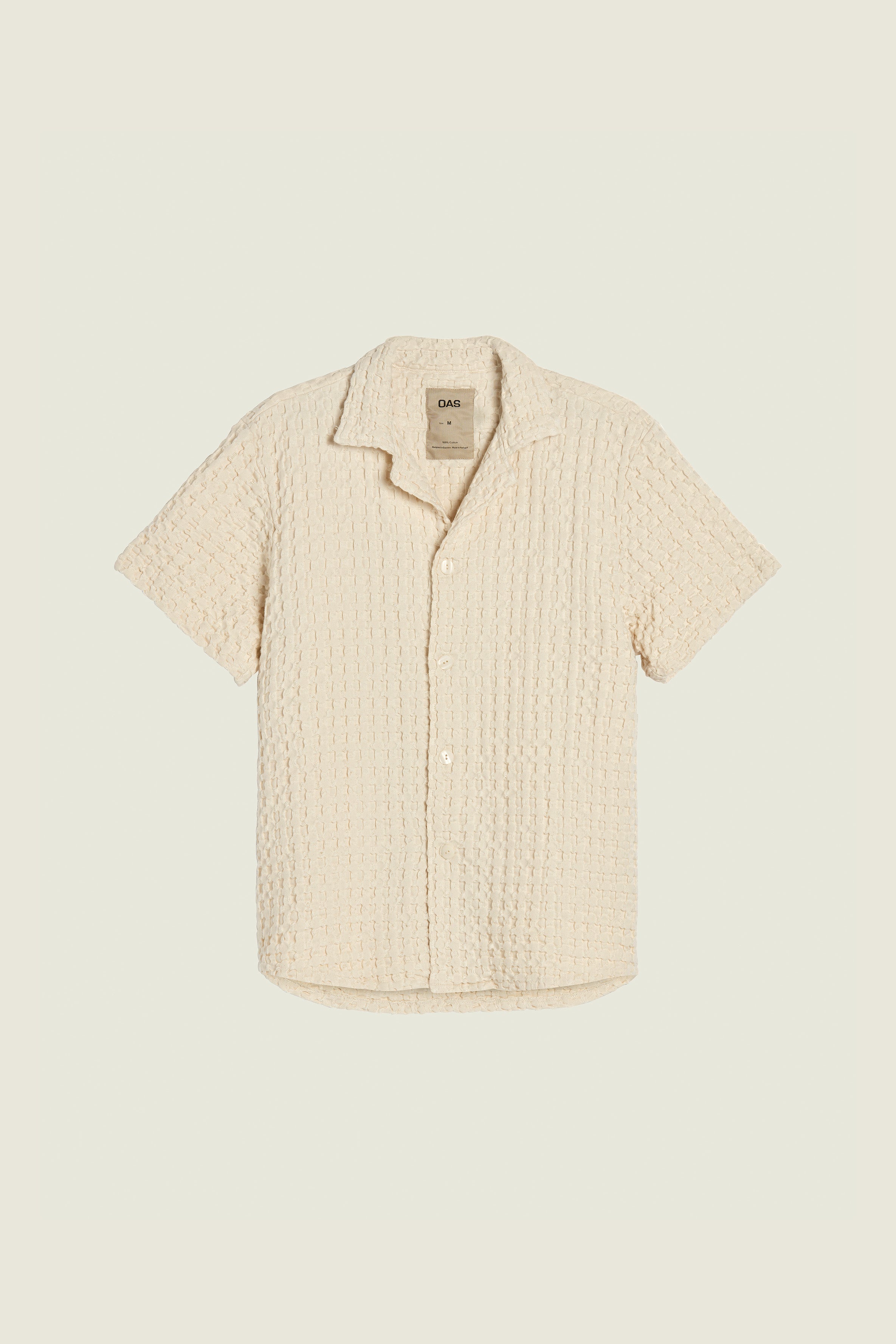 Chemise Cuba gauffrée écrue