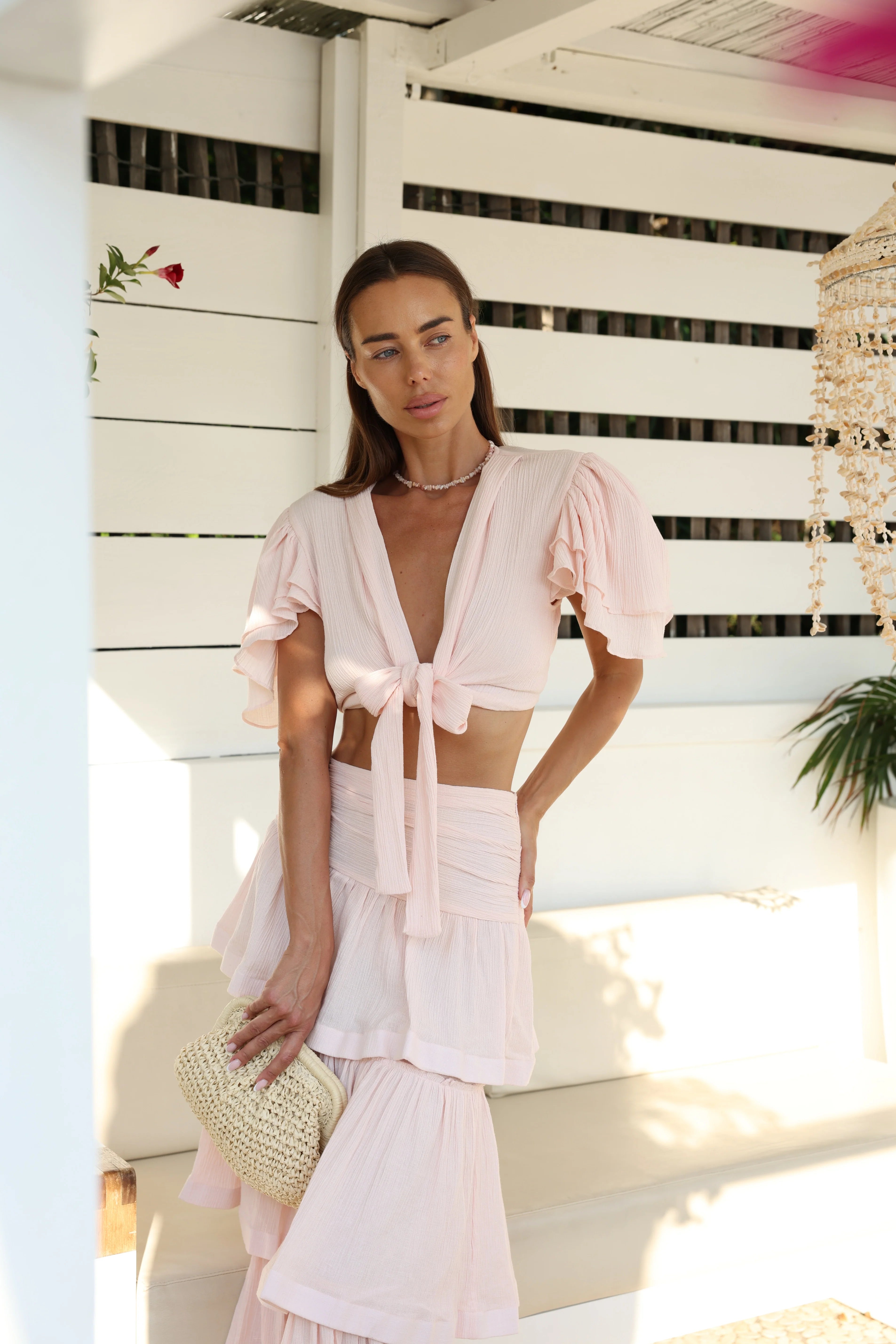 Top Valeria noué rose 