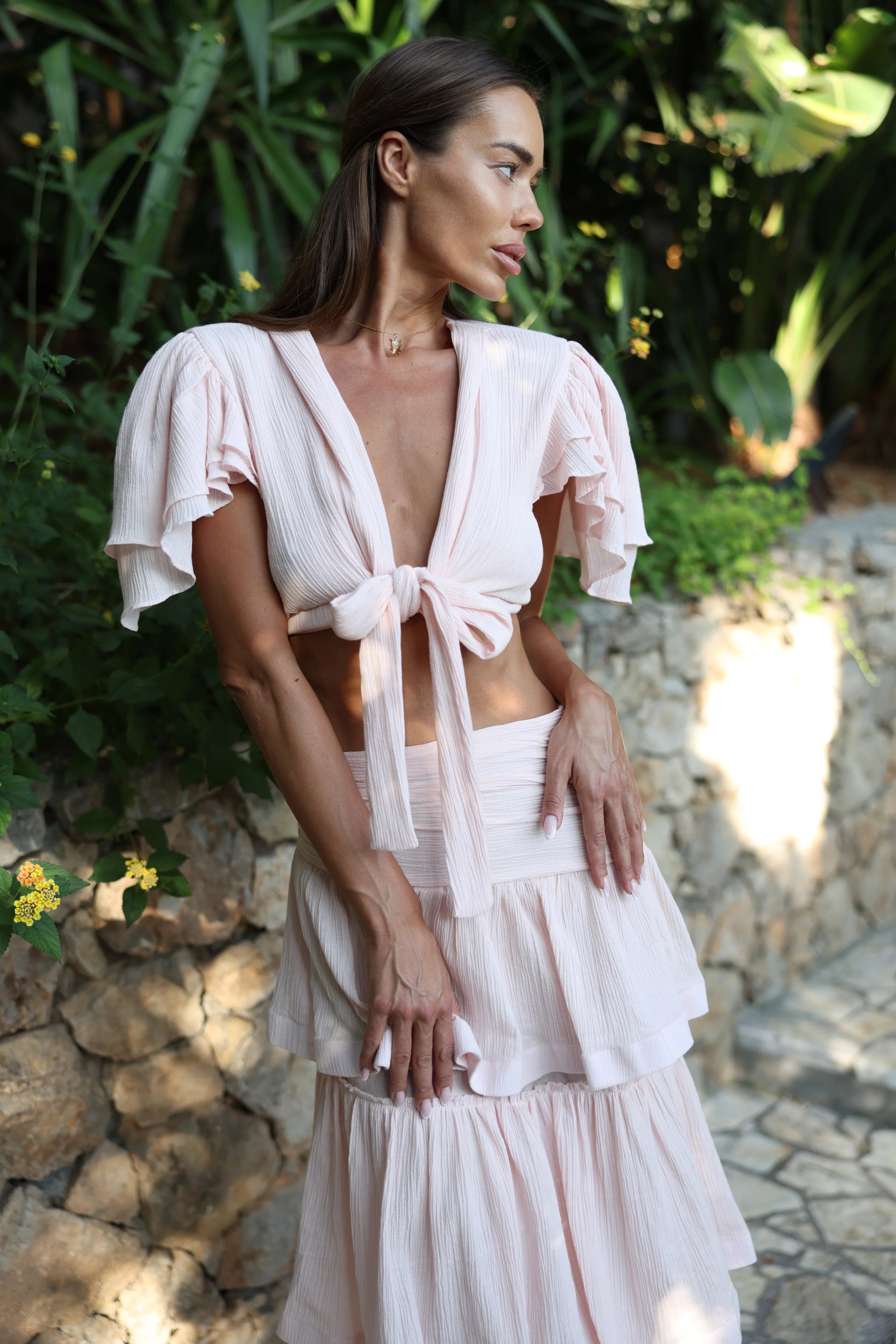 Top Valeria noué rose 
