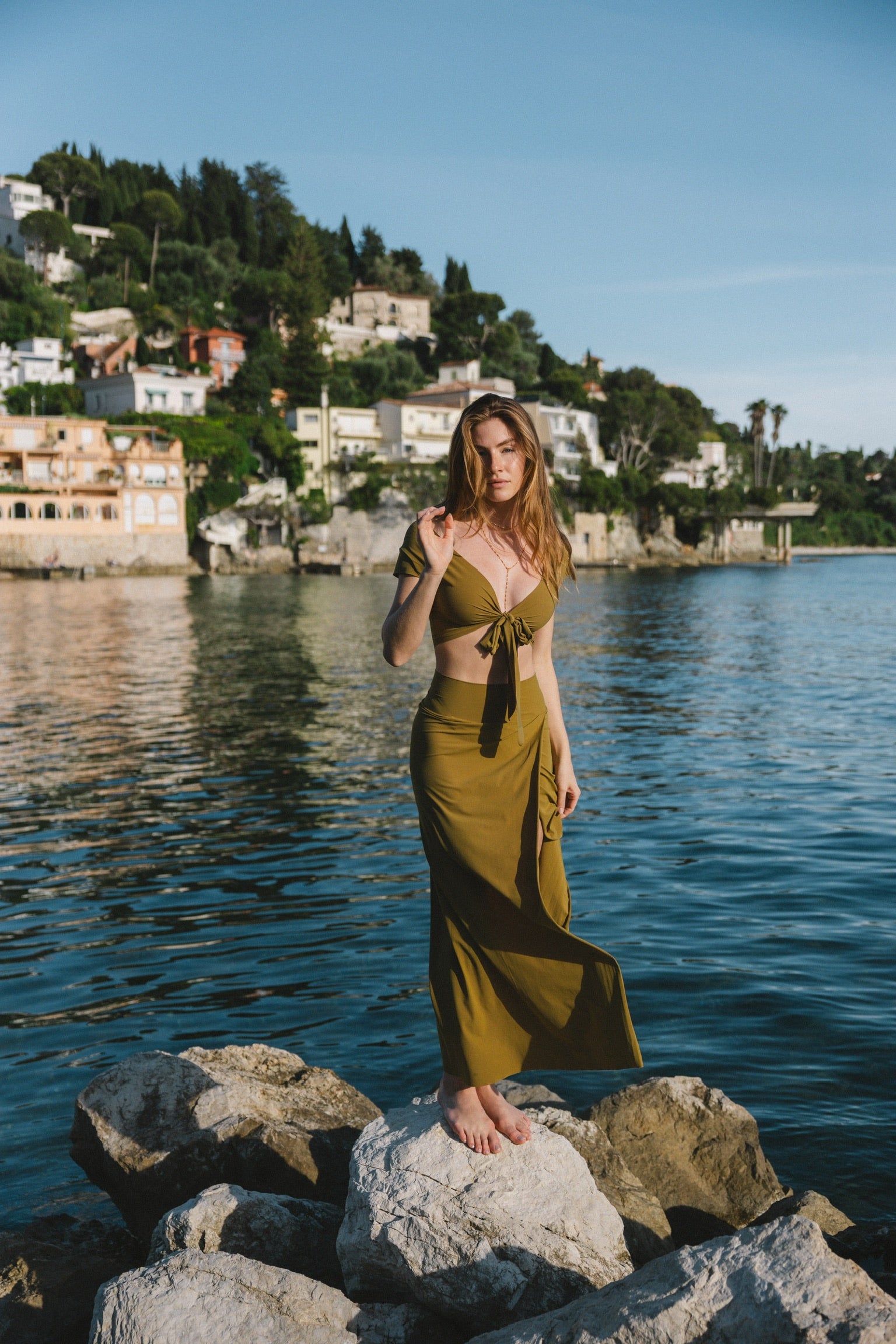 Judie long wrap skirt in stretch voile