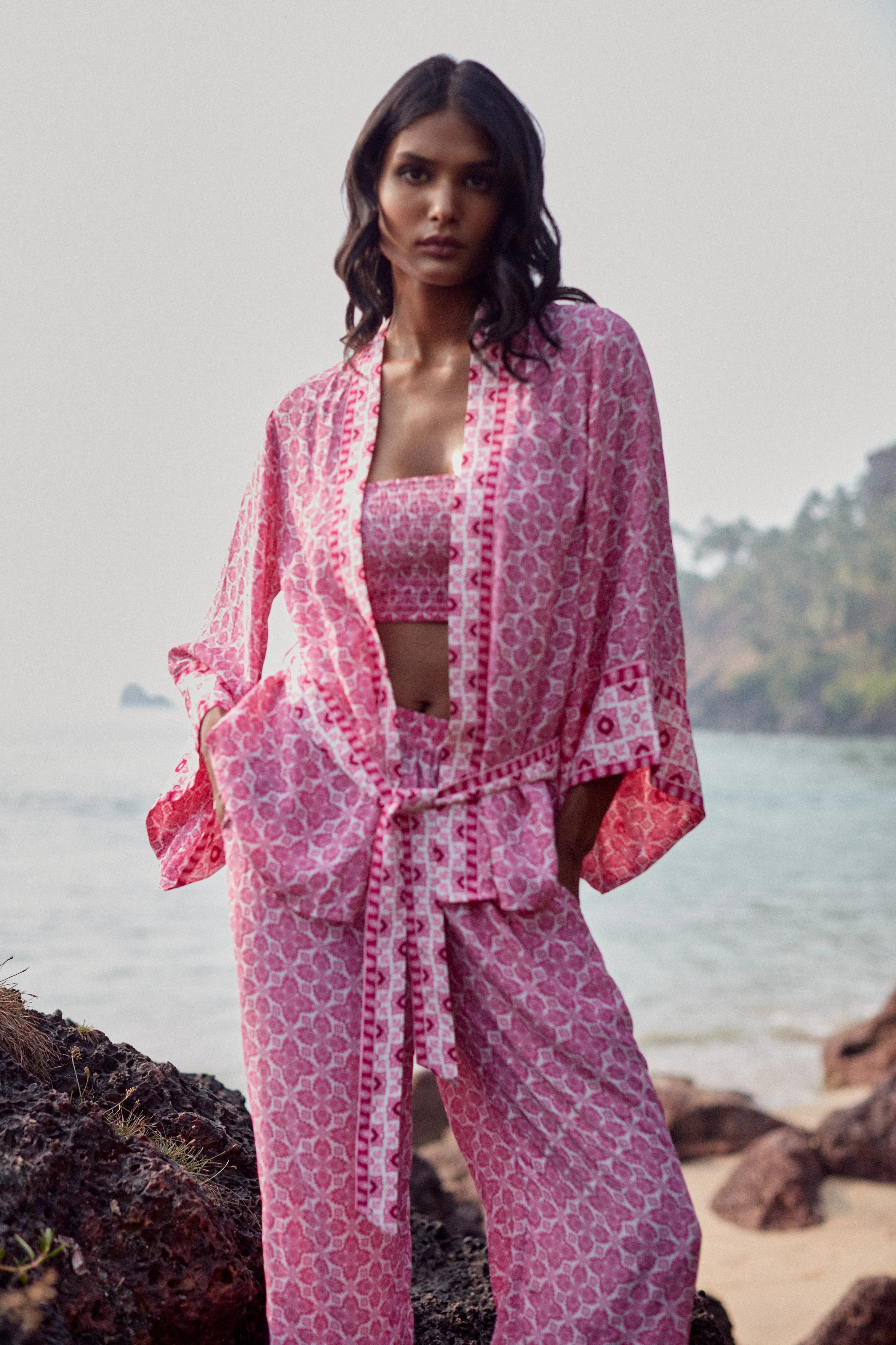 Pantalon fluide Dalia - Imprimé Rose