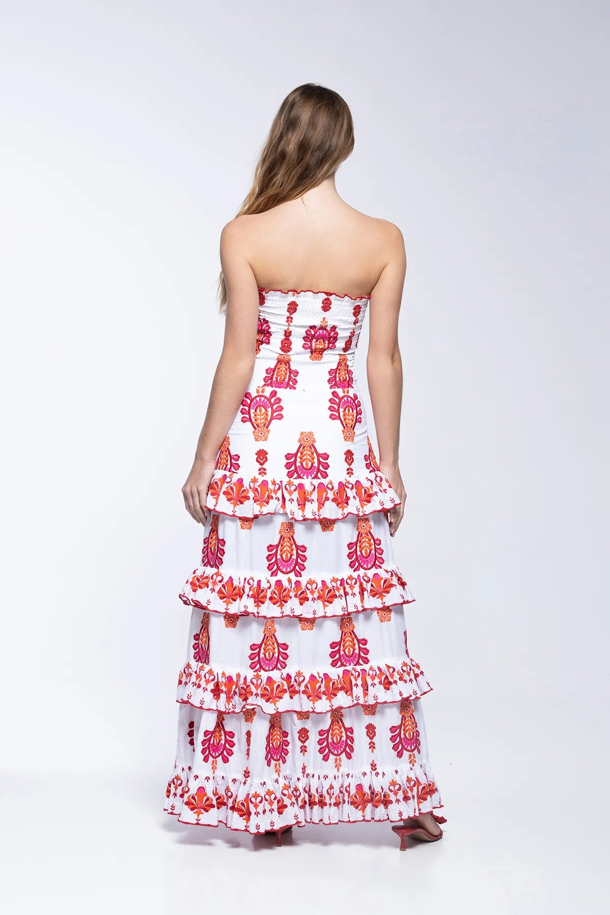 Robe brodée Lula - Rouge Topaz