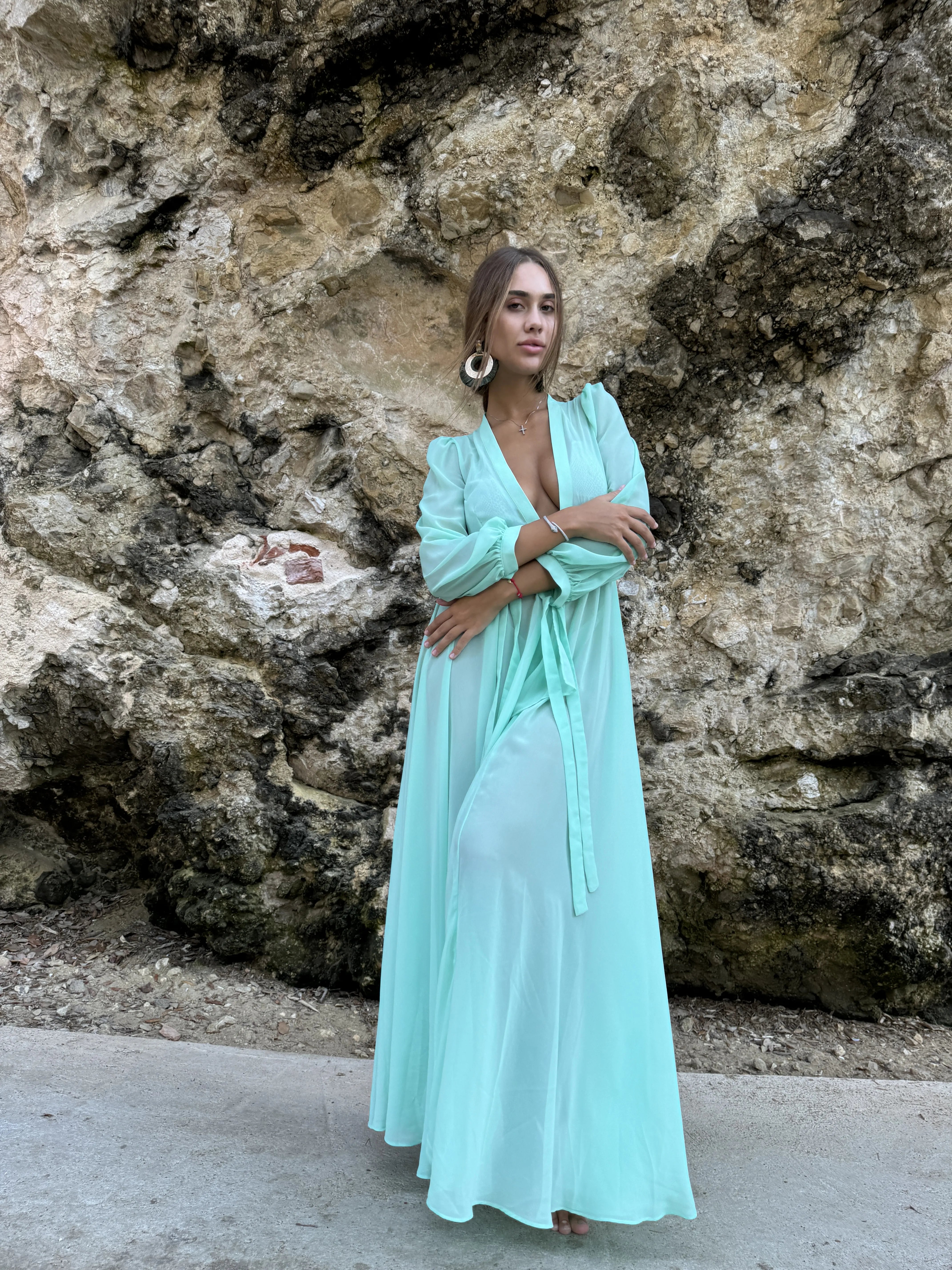 Caftan style dress Turquoise mist