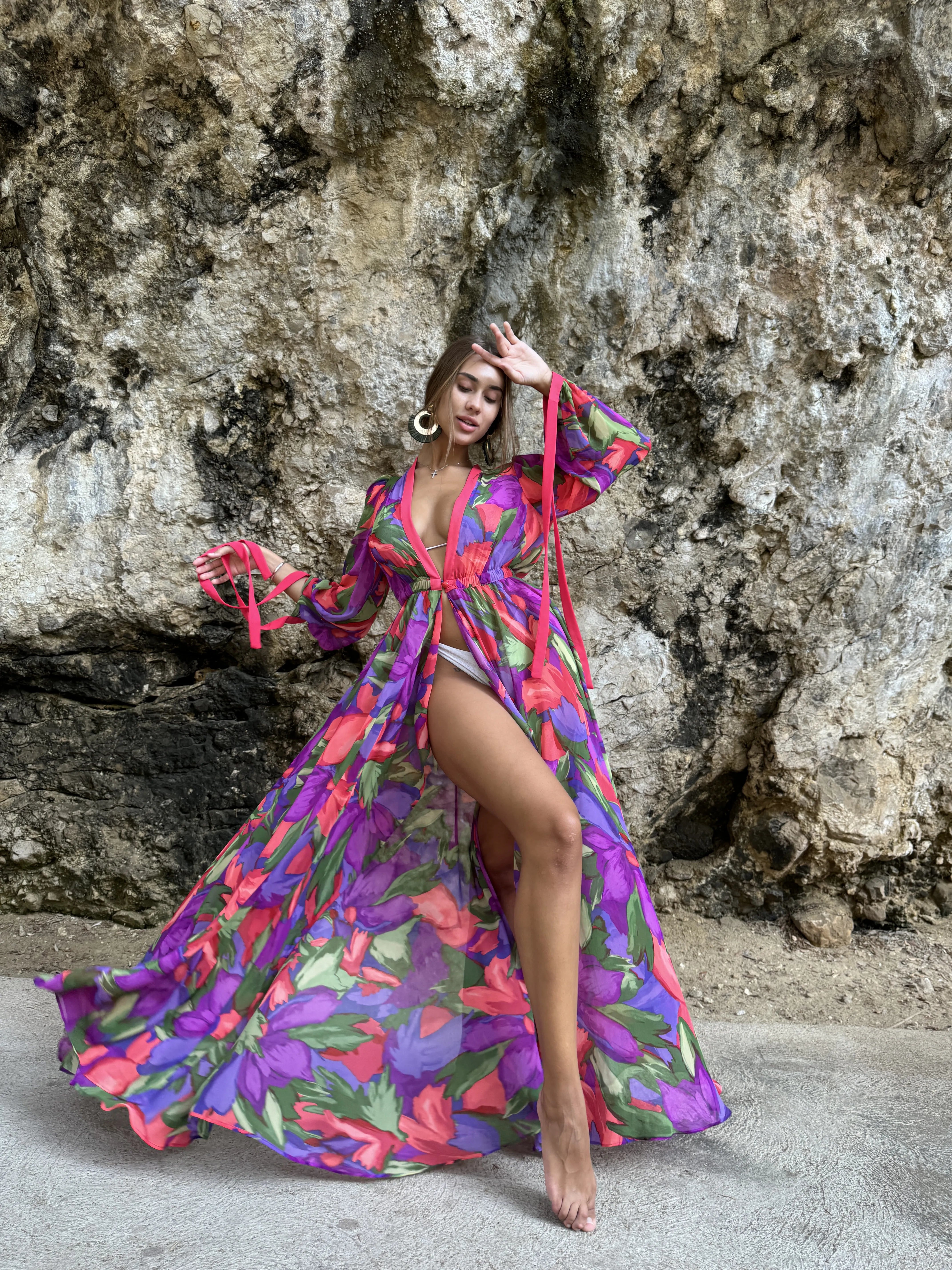 Robe style Caftan à fleurs