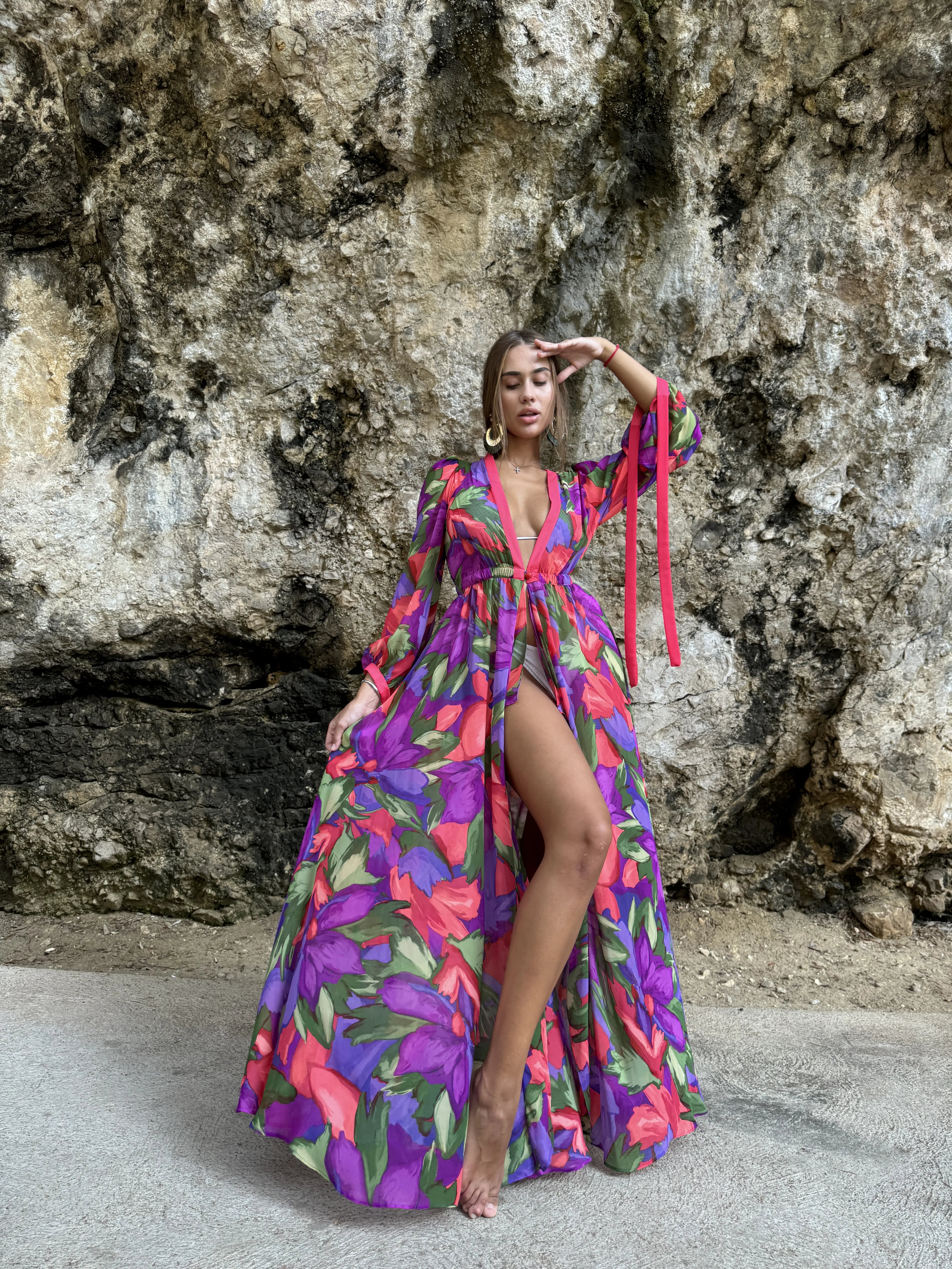 Robe style Caftan à fleurs