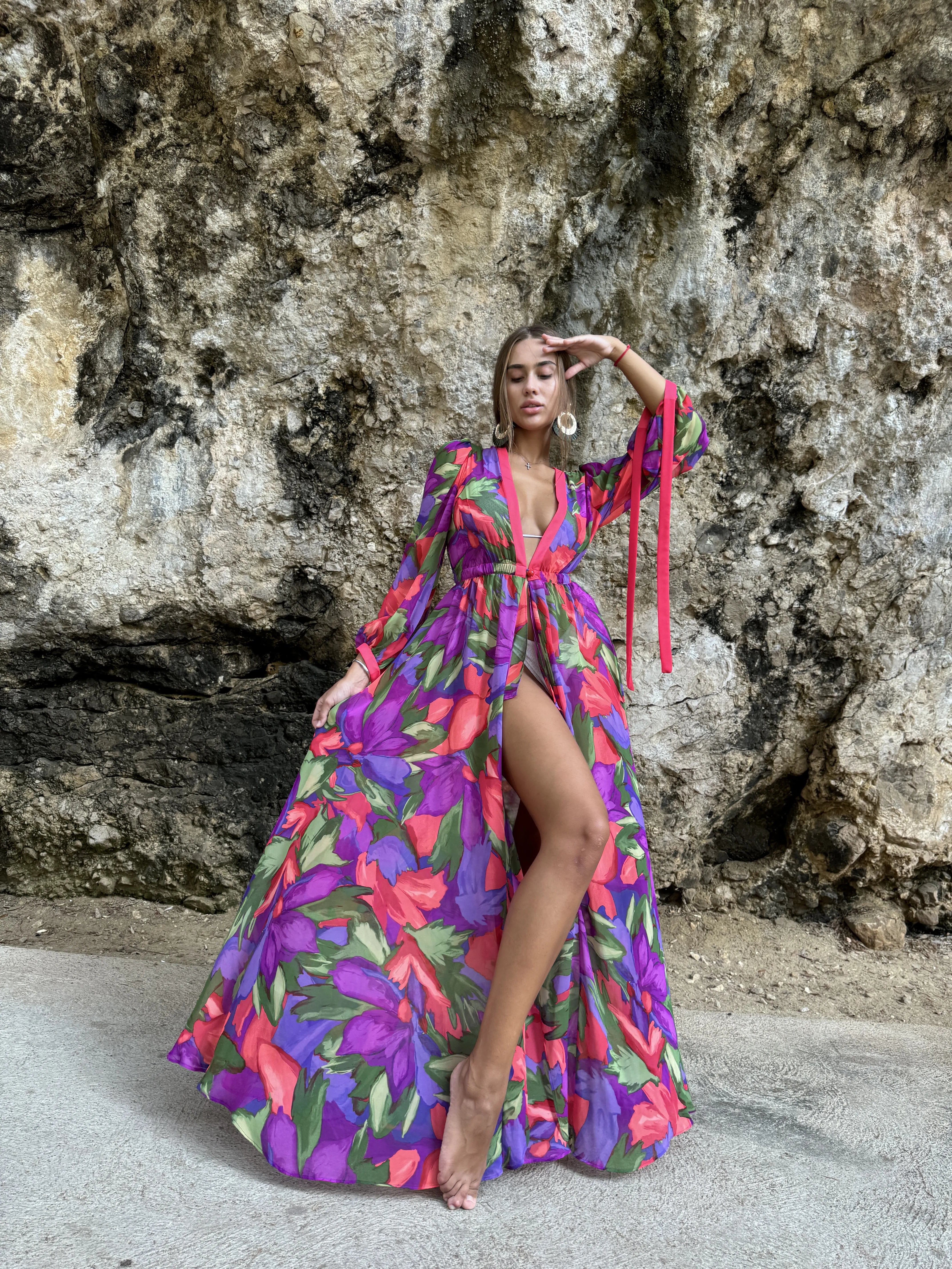 Robe style Caftan à fleurs