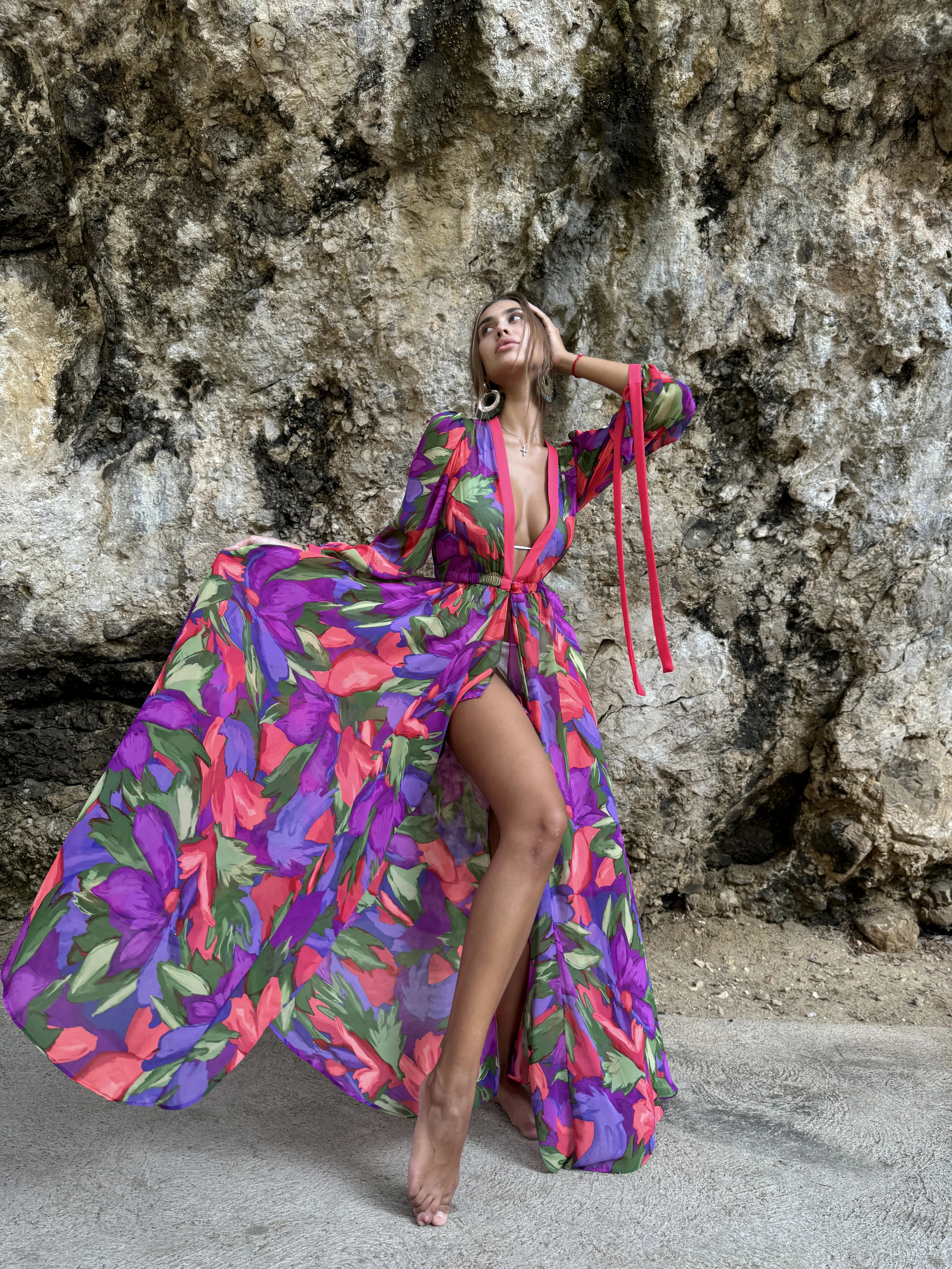 Robe style Caftan à fleurs