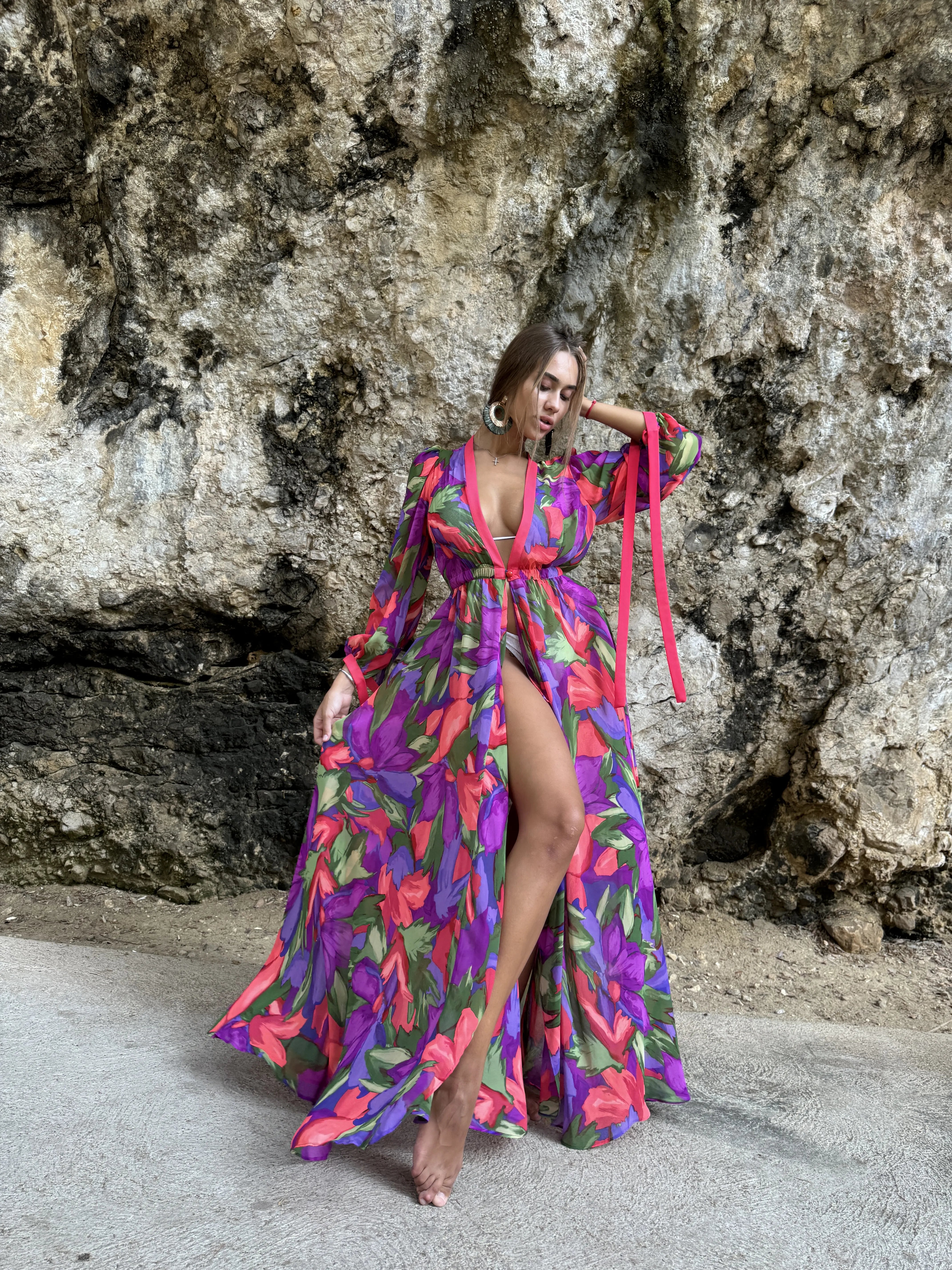 Robe style Caftan à fleurs