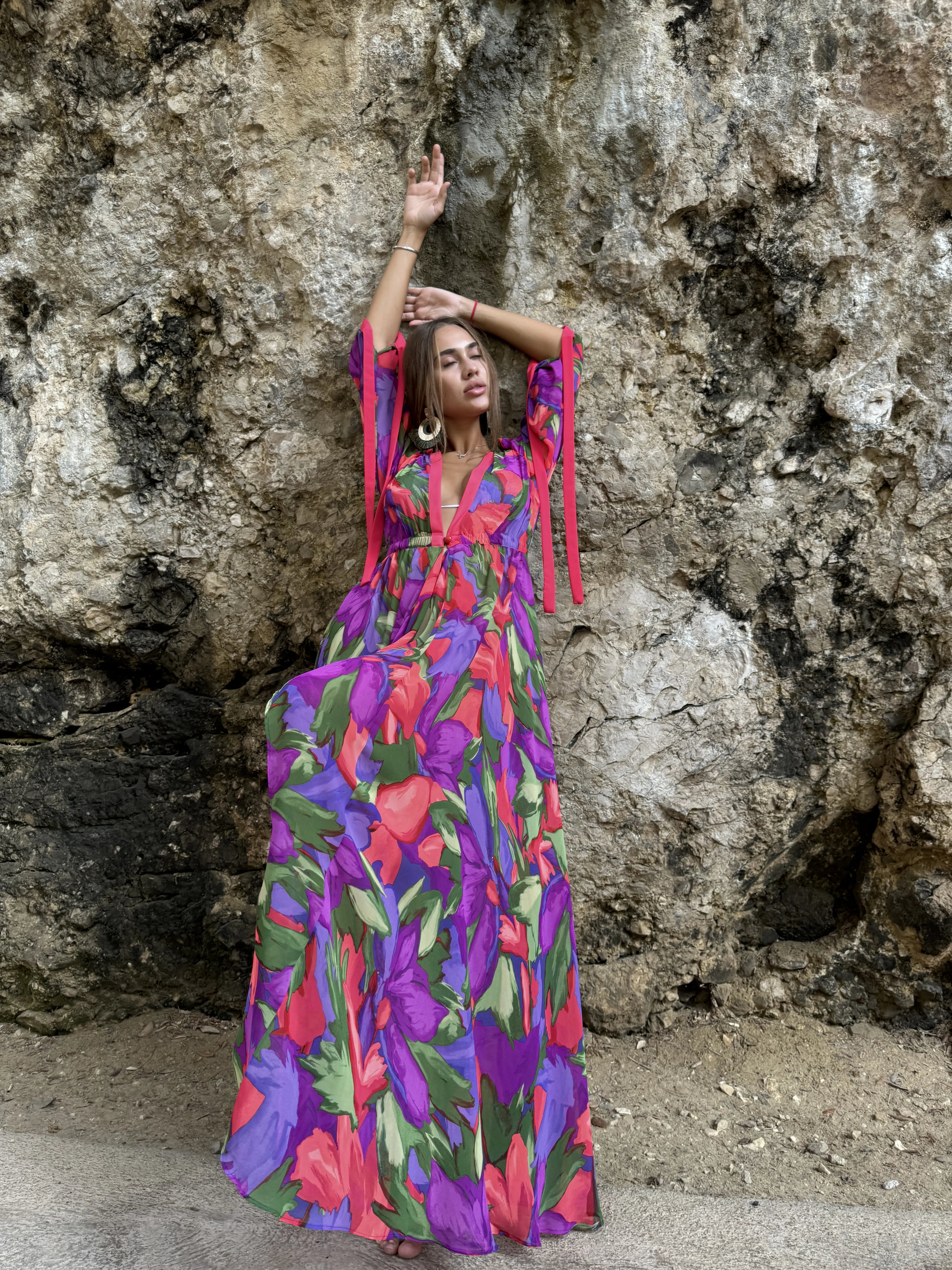 Robe style Caftan à fleurs